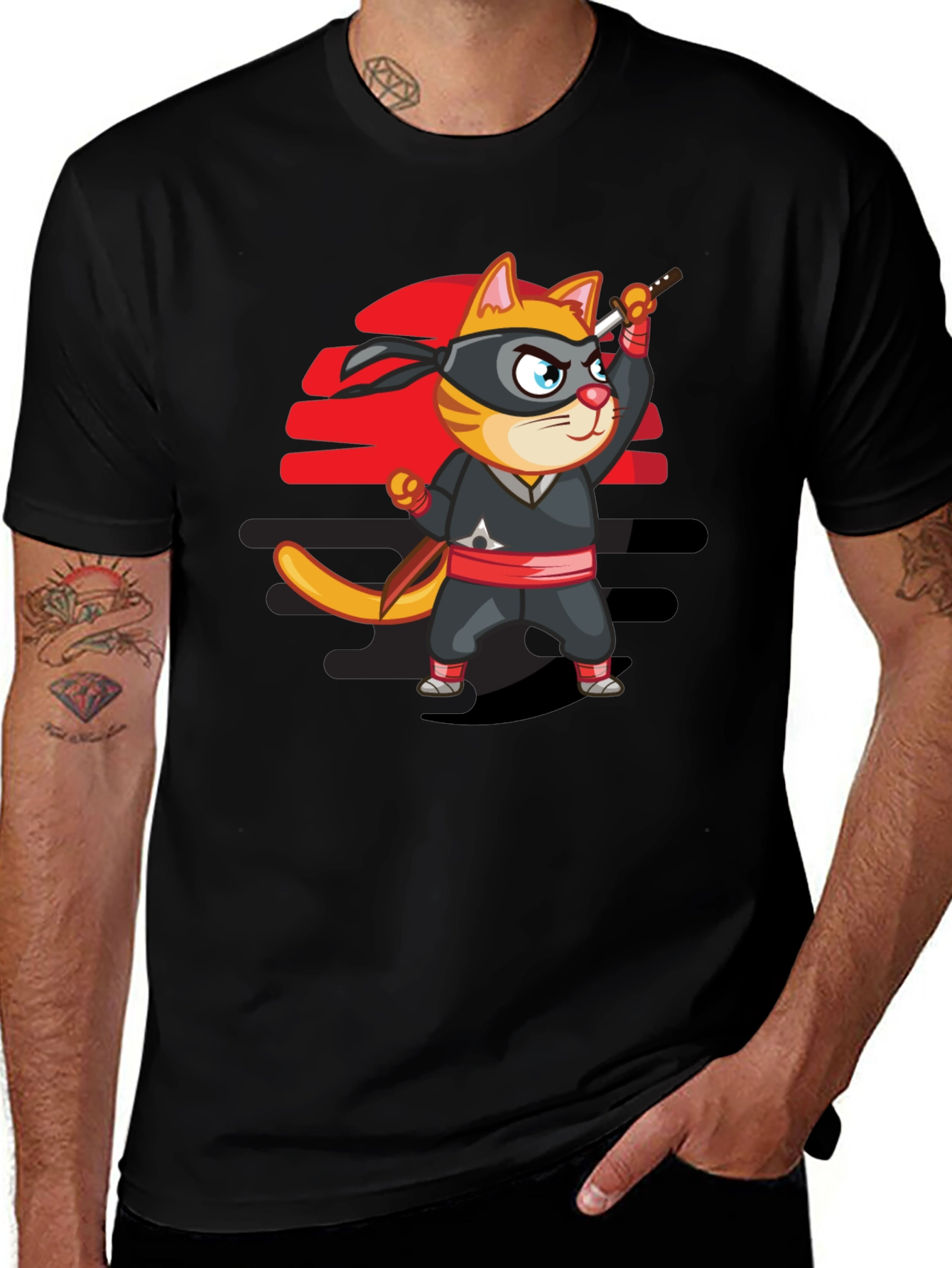 Variant 13 of Ninja Cat T-Shirt - Cool Cartoon Graphic Tee