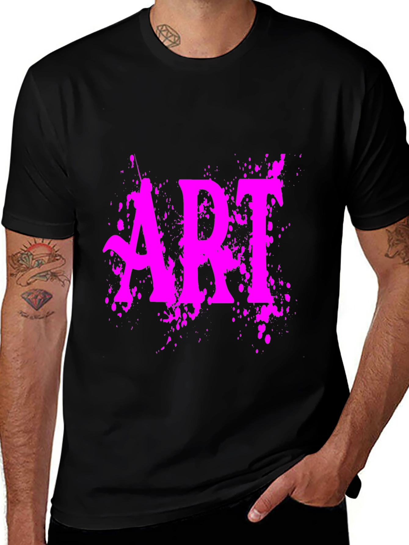 Variant 29 of ART Graphic Tee - Vivid Pink Print on Black