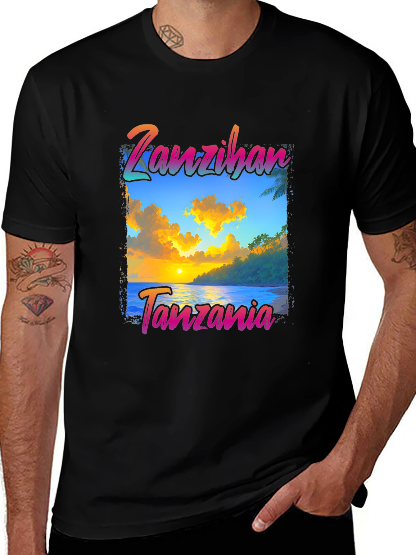 Zanzibar Tanzania T-Shirt - Beach Sunset Design