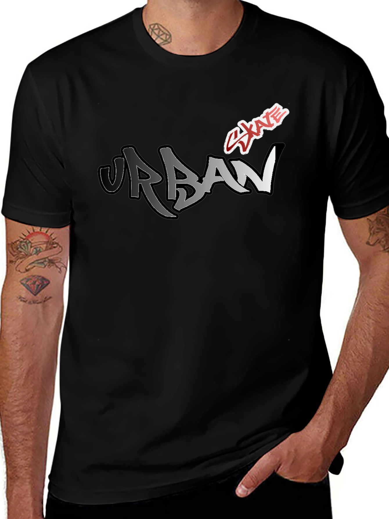 Black Urban Skate Graphic Tee - Modern Black T-Shirt main image