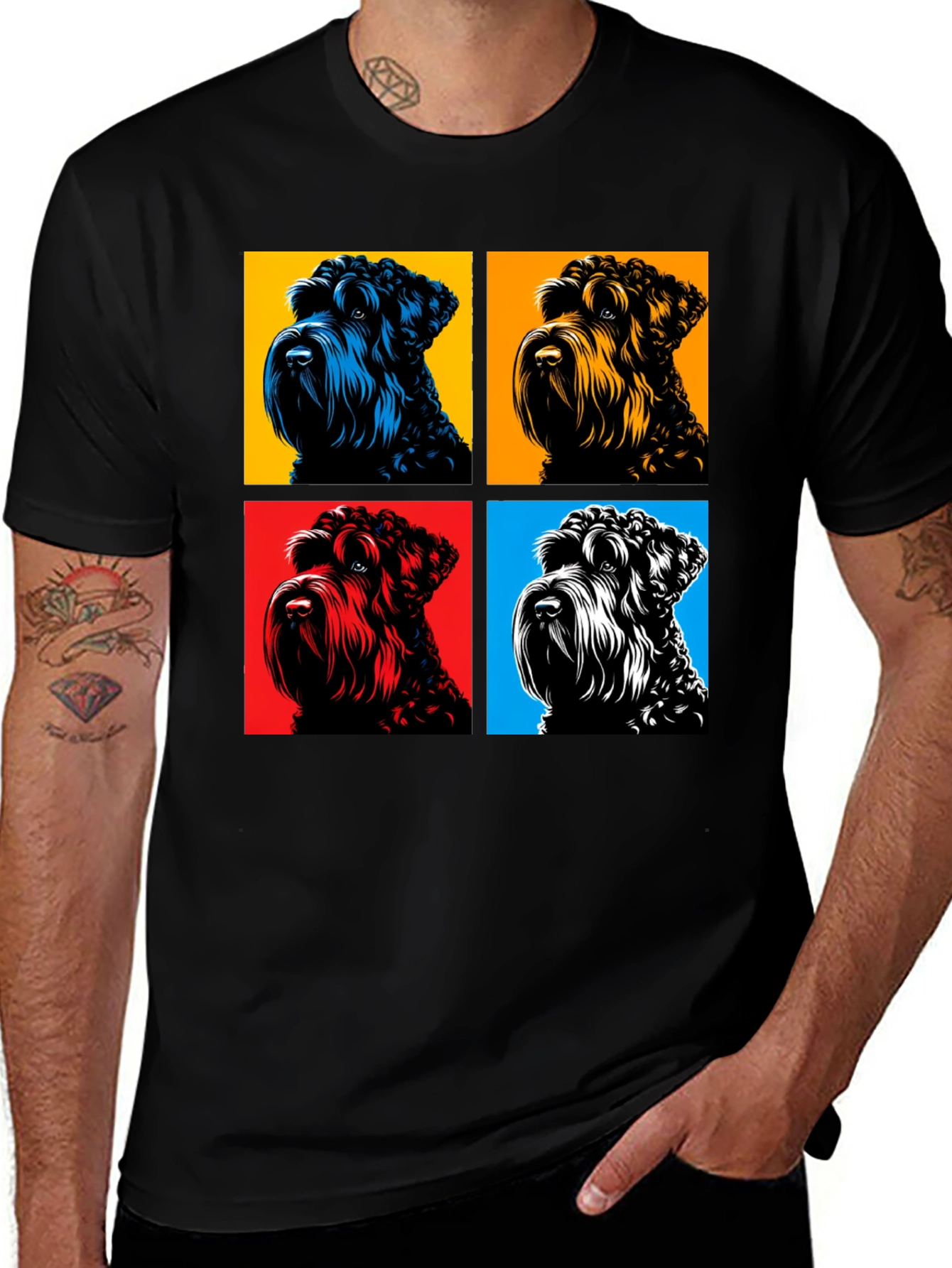 Variant 25 of Pop Art Dog Graphic Tee - Black Cotton Blend