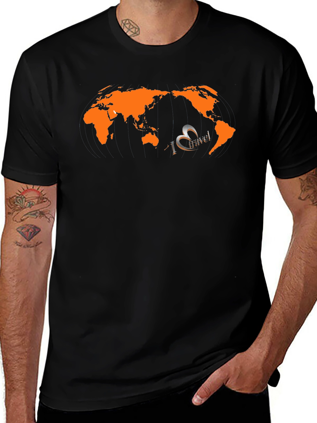 Variant 18 of I Heart Travel World Map Graphic Tee - Black
