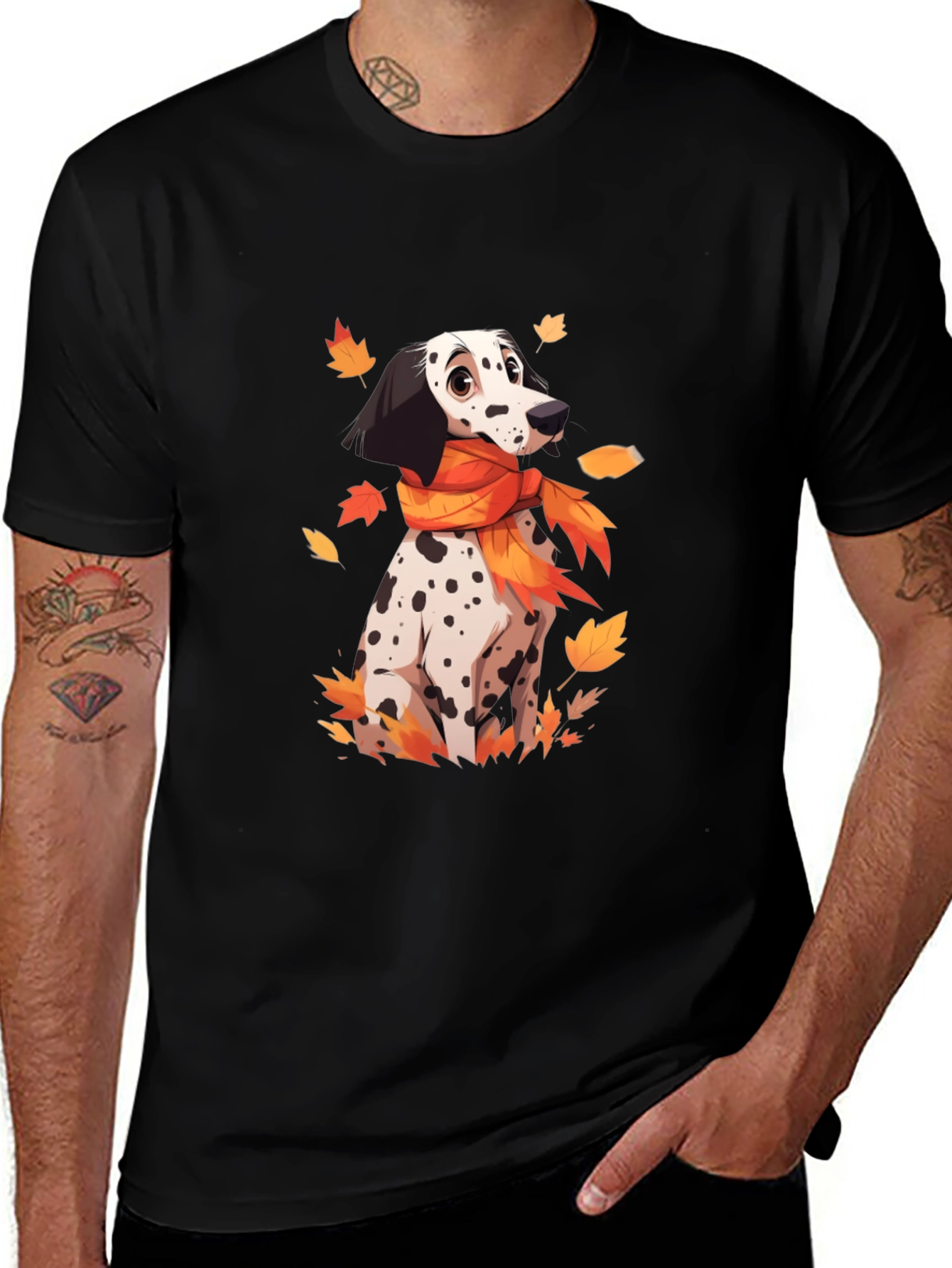 Variant 19 of Dalmatian Dog Autumn Leaves T-Shirt