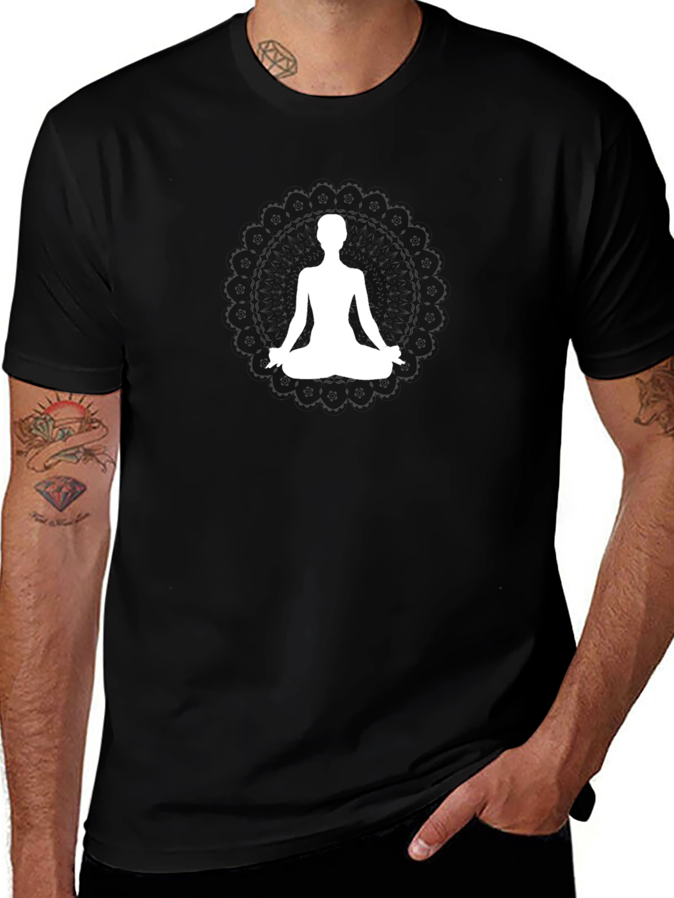 Meditative Mandala Men's T-Shirt - Black