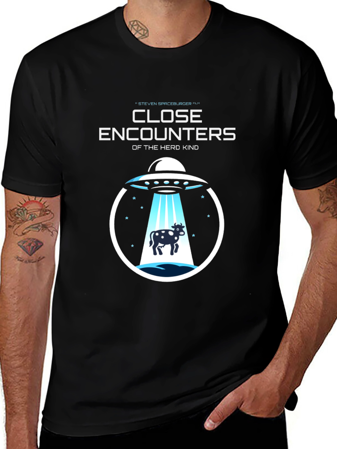 Variant 22 of Close Encounters Herd Kind UFO Cow Abduction T-Shirt