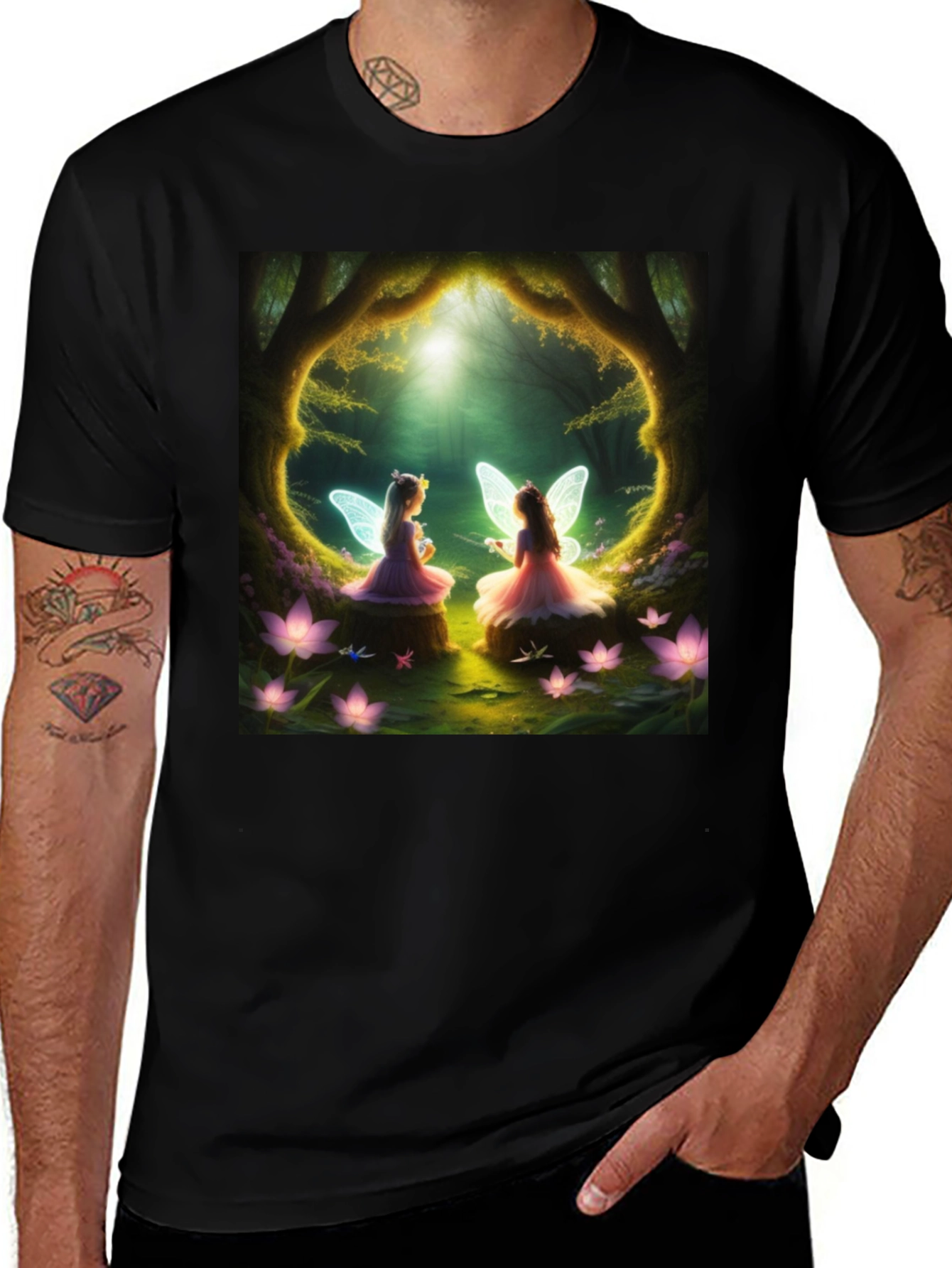 Variant 19 of Magical Fairy Garden Black T-Shirt
