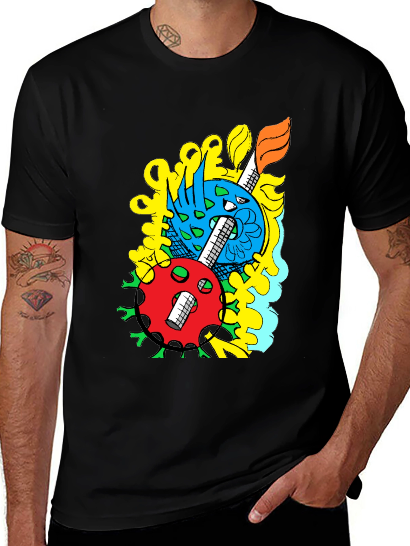 Variant 6 of Abstract Graphic Print Black Casual T-Shirt