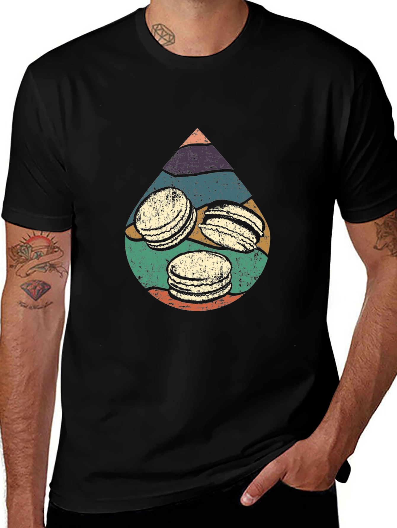 Variant 20 of Retro Macaron Graphic Tee - Vintage Style Comfort