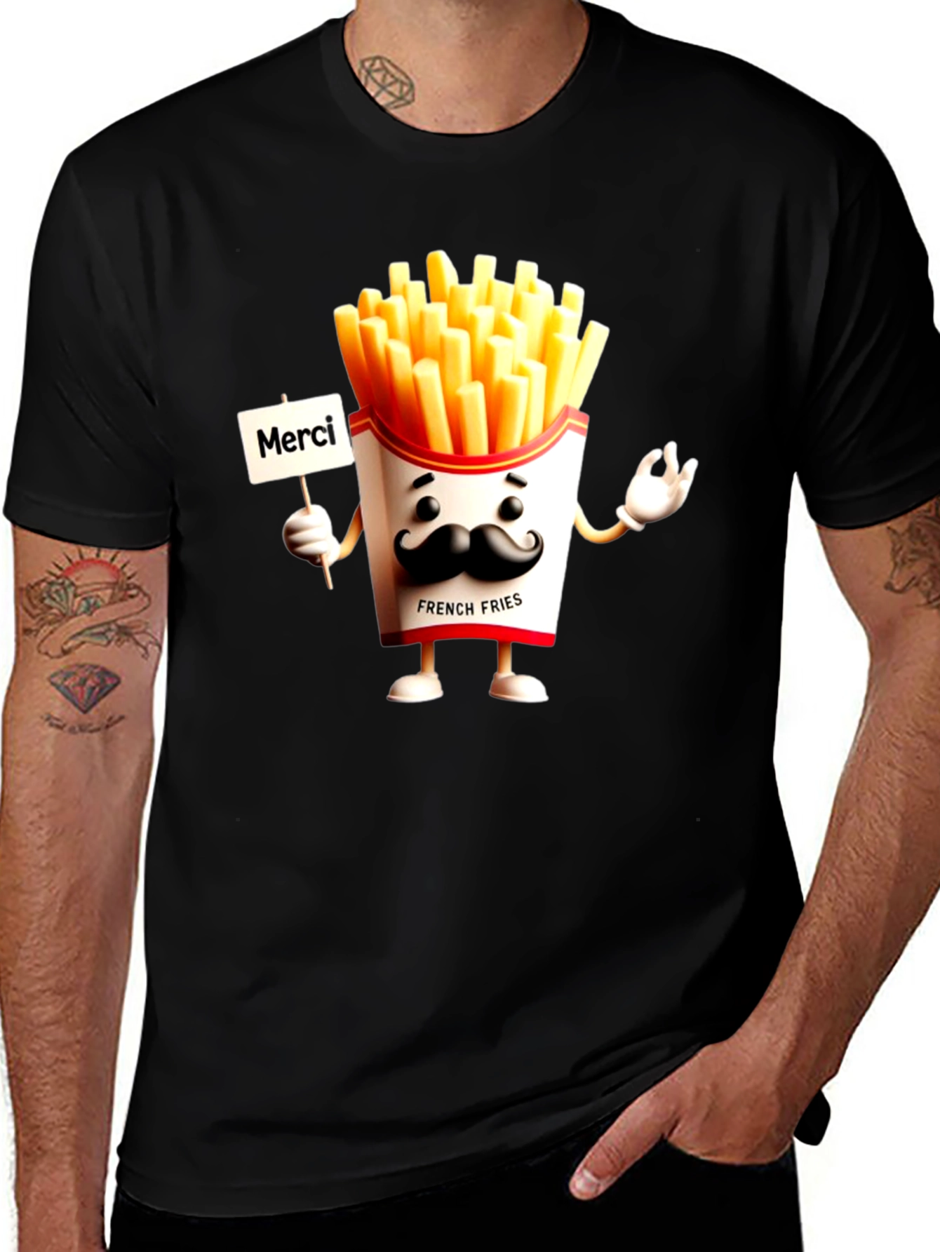 Variant 5 of Merci French Fries Black T-Shirt
