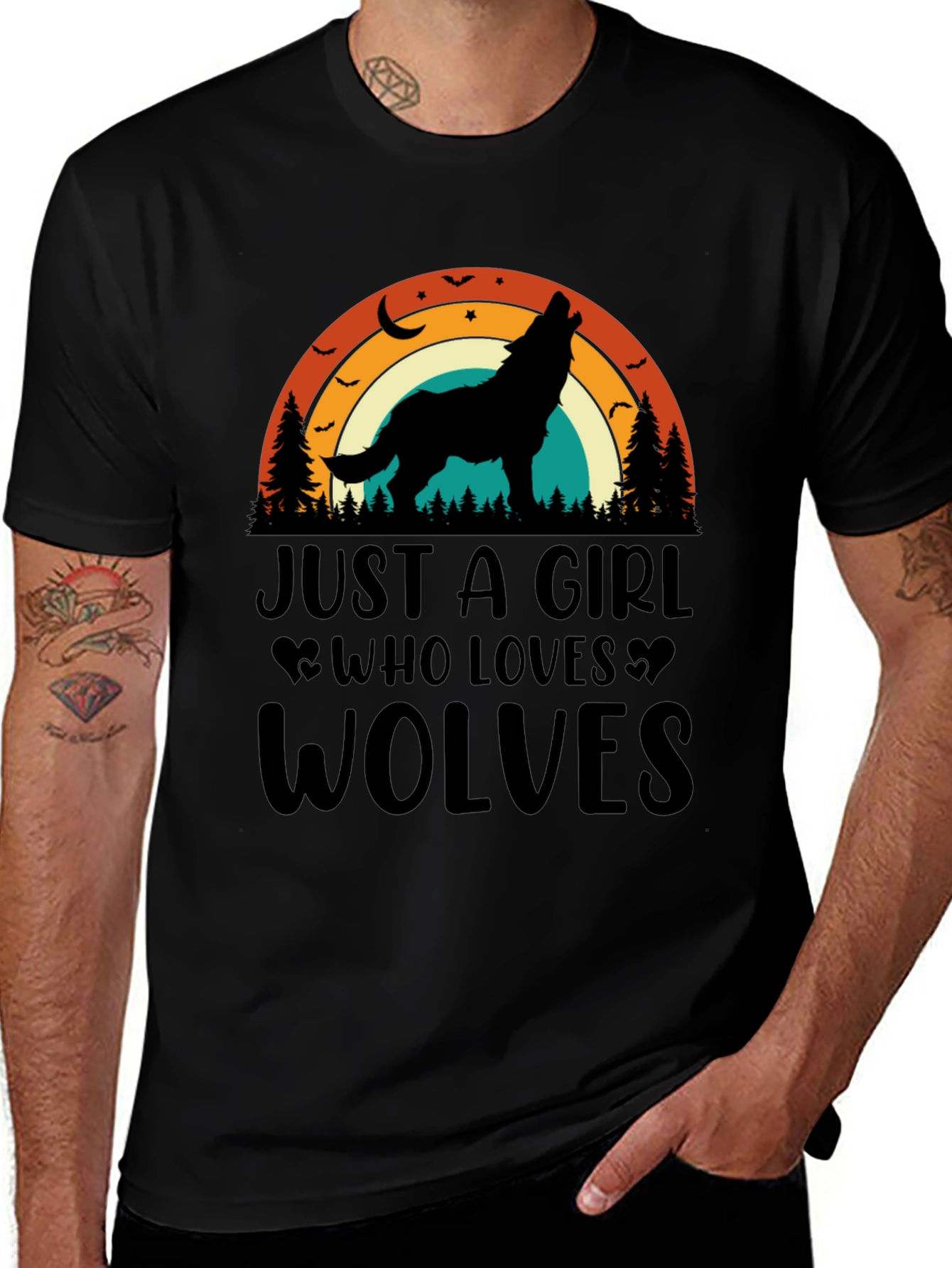 Variant 29 of Wolf Lover Retro Graphic Tee