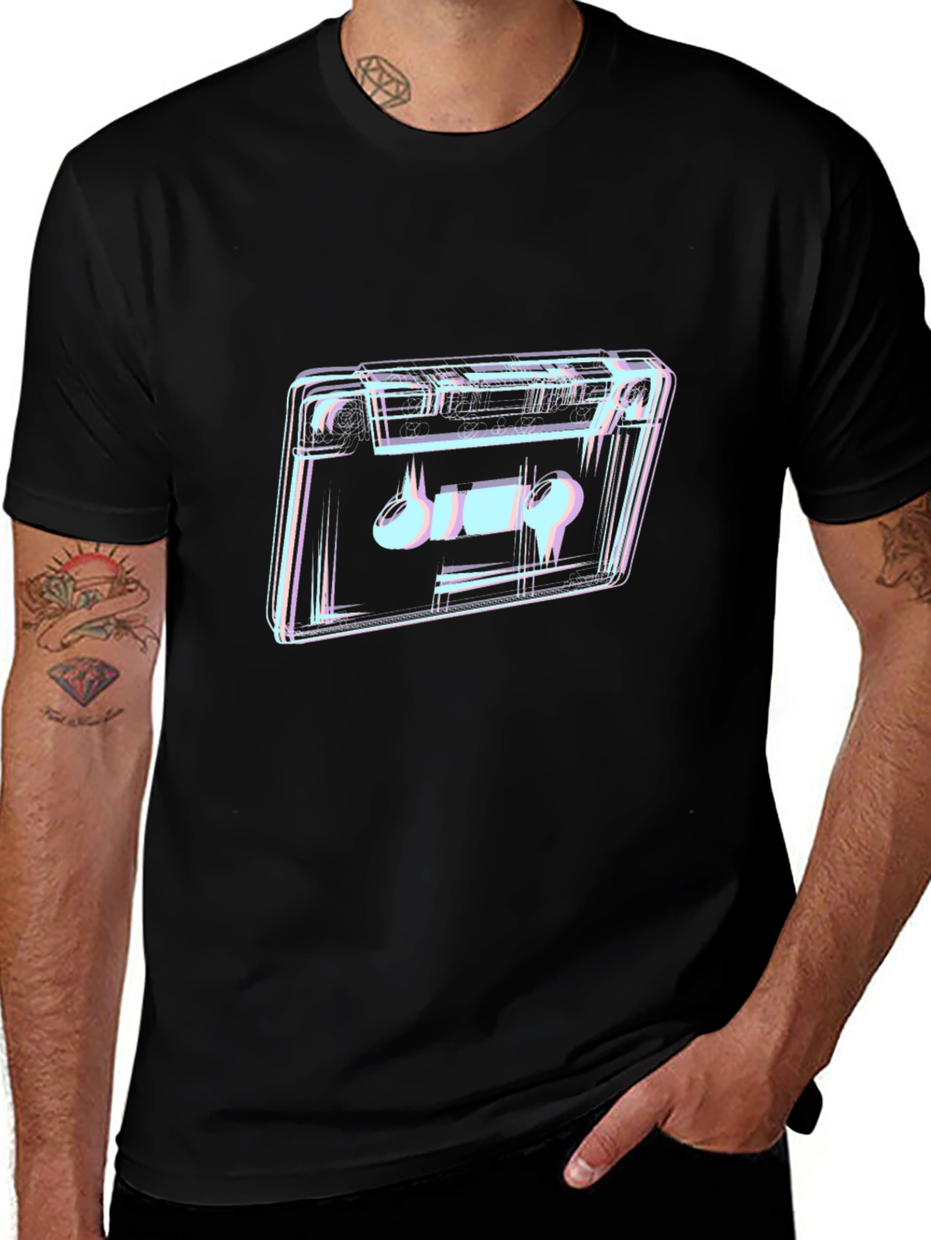 Variant 4 of Retro Cassette Tape Graphic T-Shirt - Black