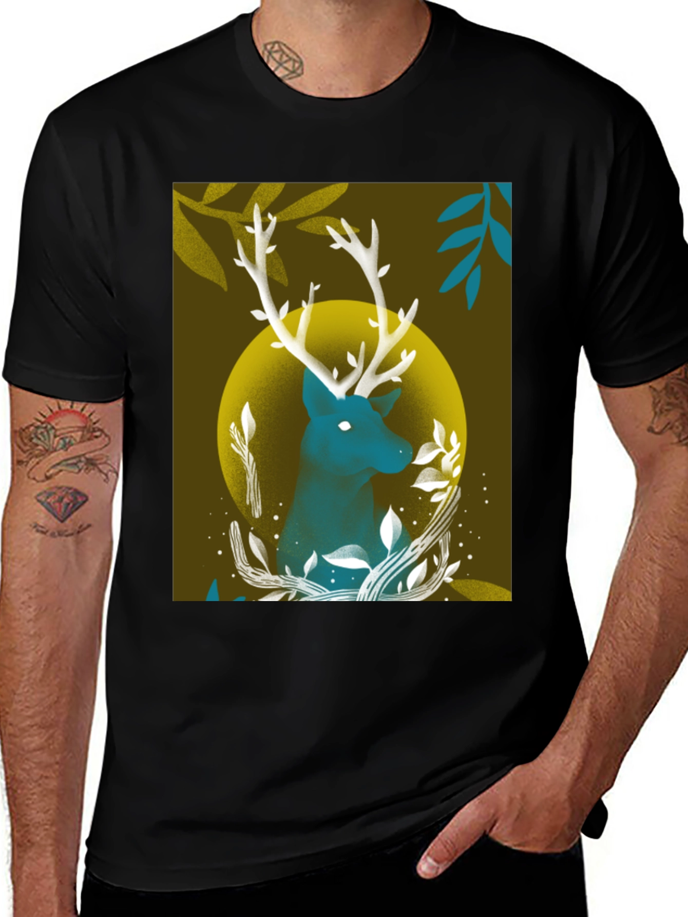 Variant 24 of Nature's Call Graphic Tee - Deer in Moonlight