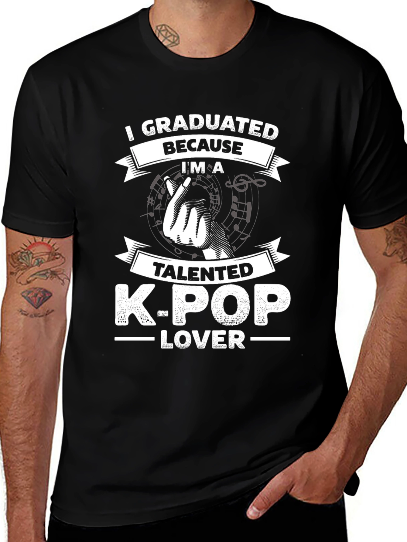 K-Pop Lover Graduated Black T-Shirt