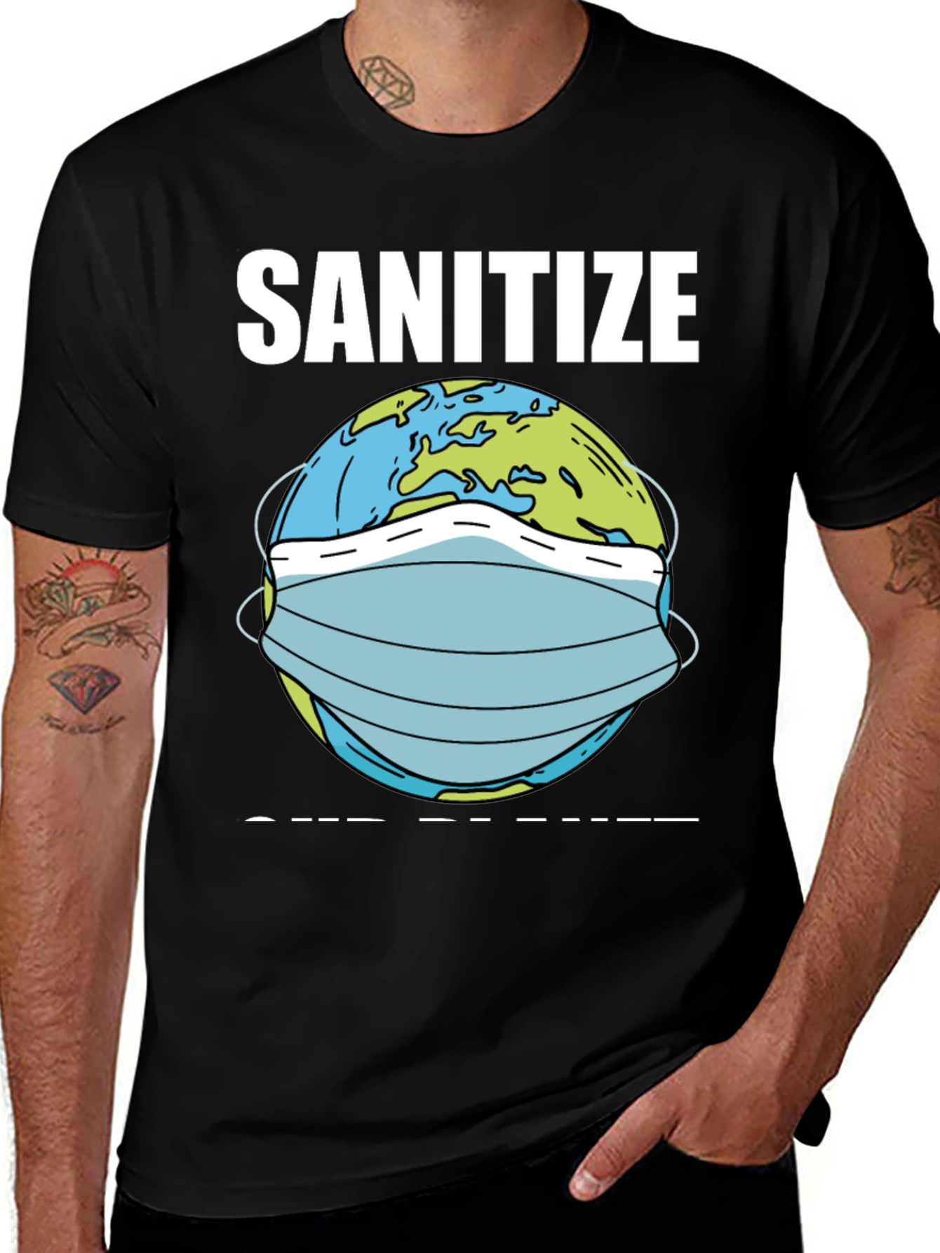 Sanitize the Planet Earth Mask T-Shirt