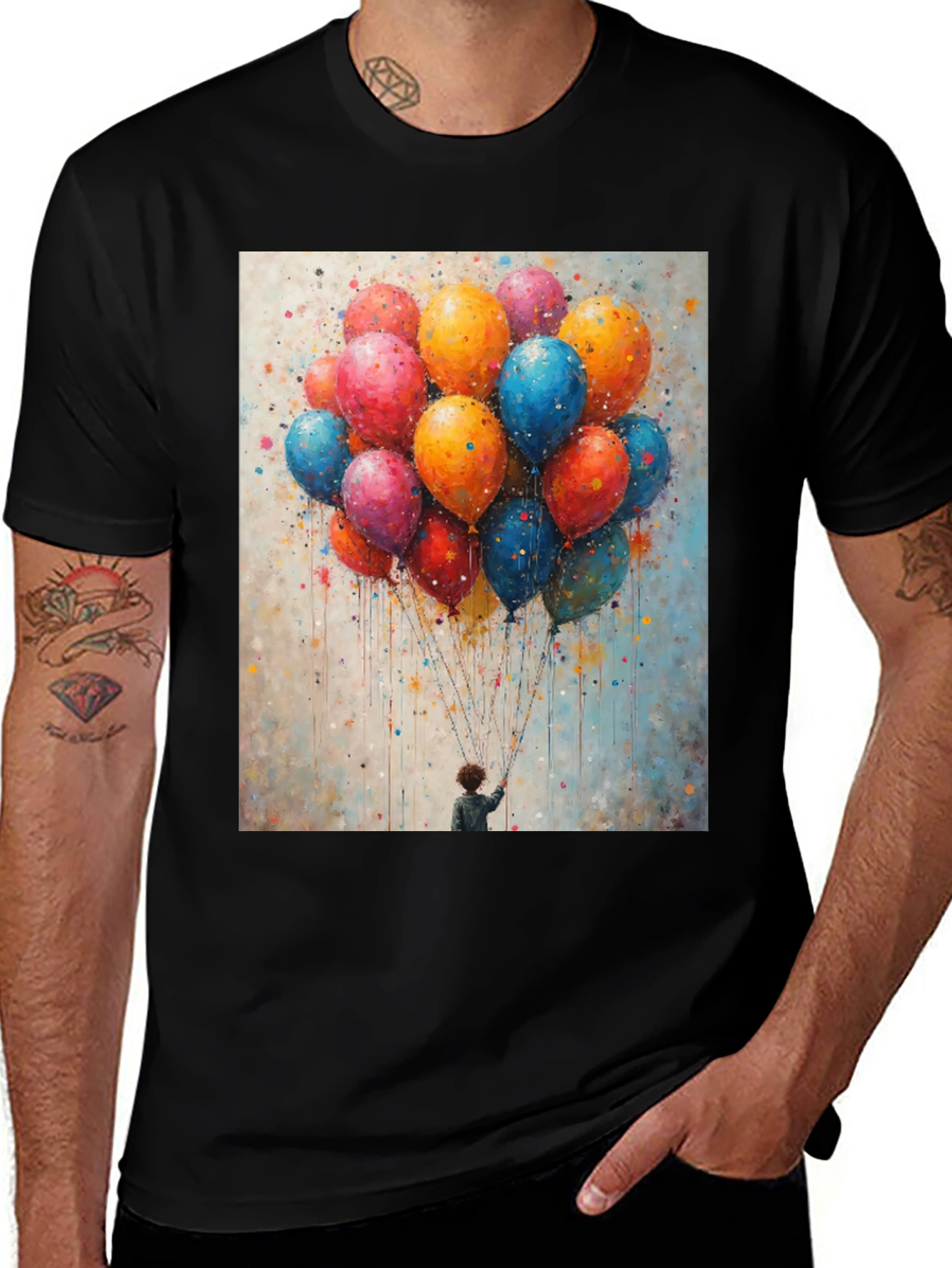 Variant 4 of Colorful Balloons Graphic Tee - Artistic Design