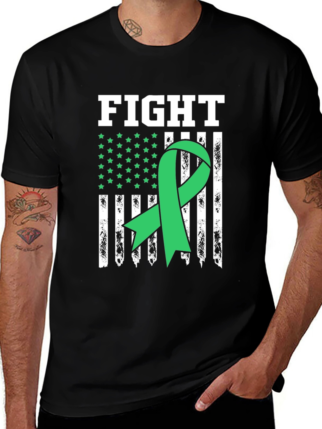 Fight Mental Health T-Shirt - Green Ribbon Awareness Tee