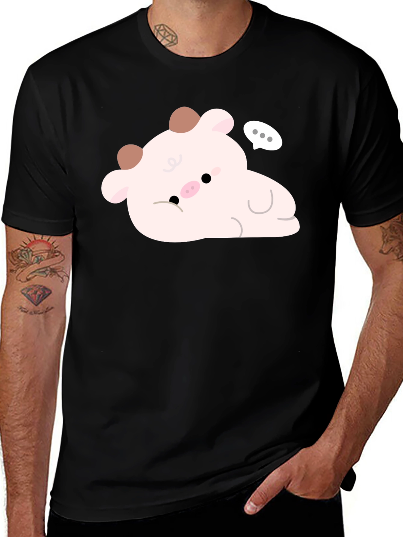 Variant 19 of Cute Cow Graphic Tee - Black