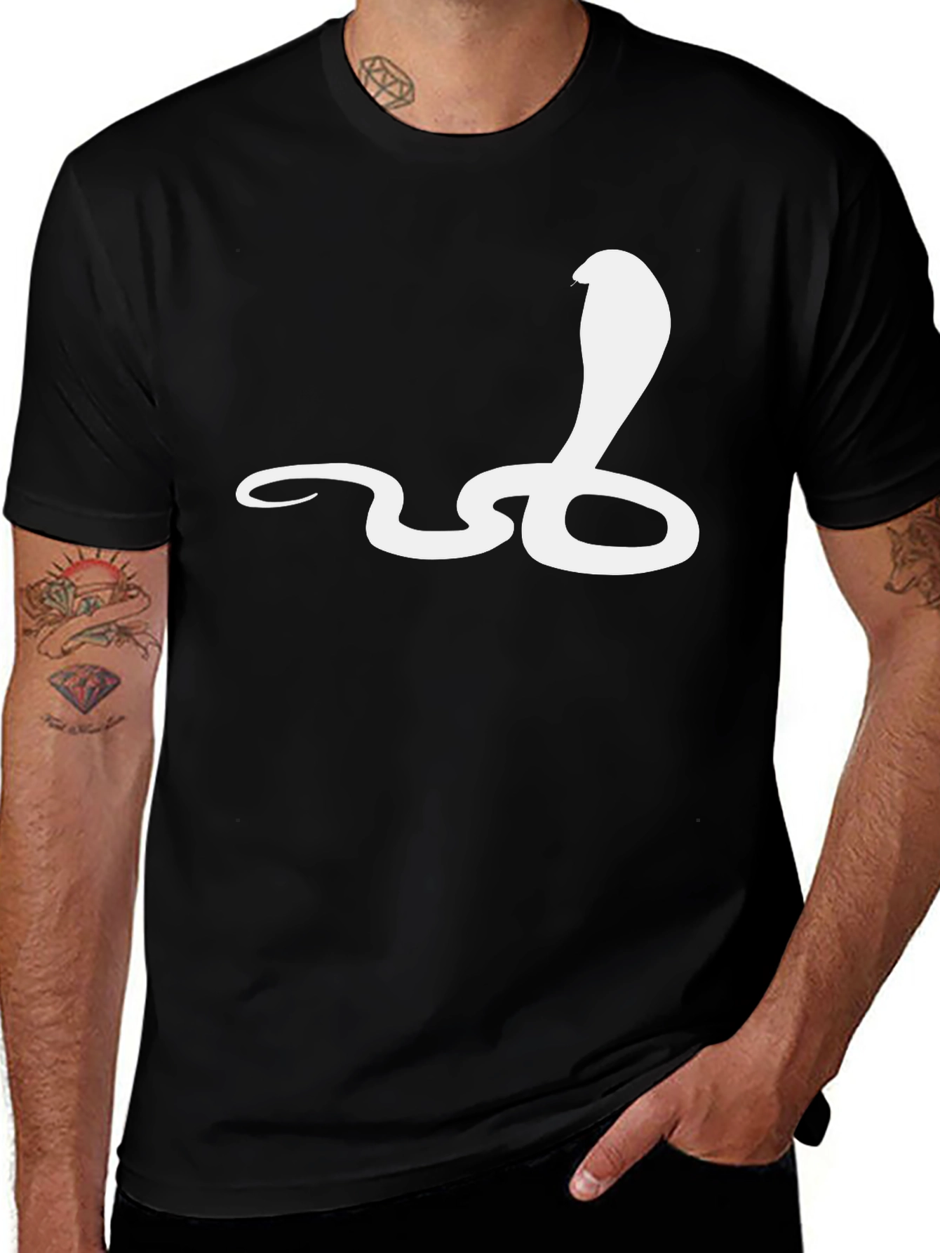 Variant 3 of Cobra Graphic Tee - Black Cotton Snake Design