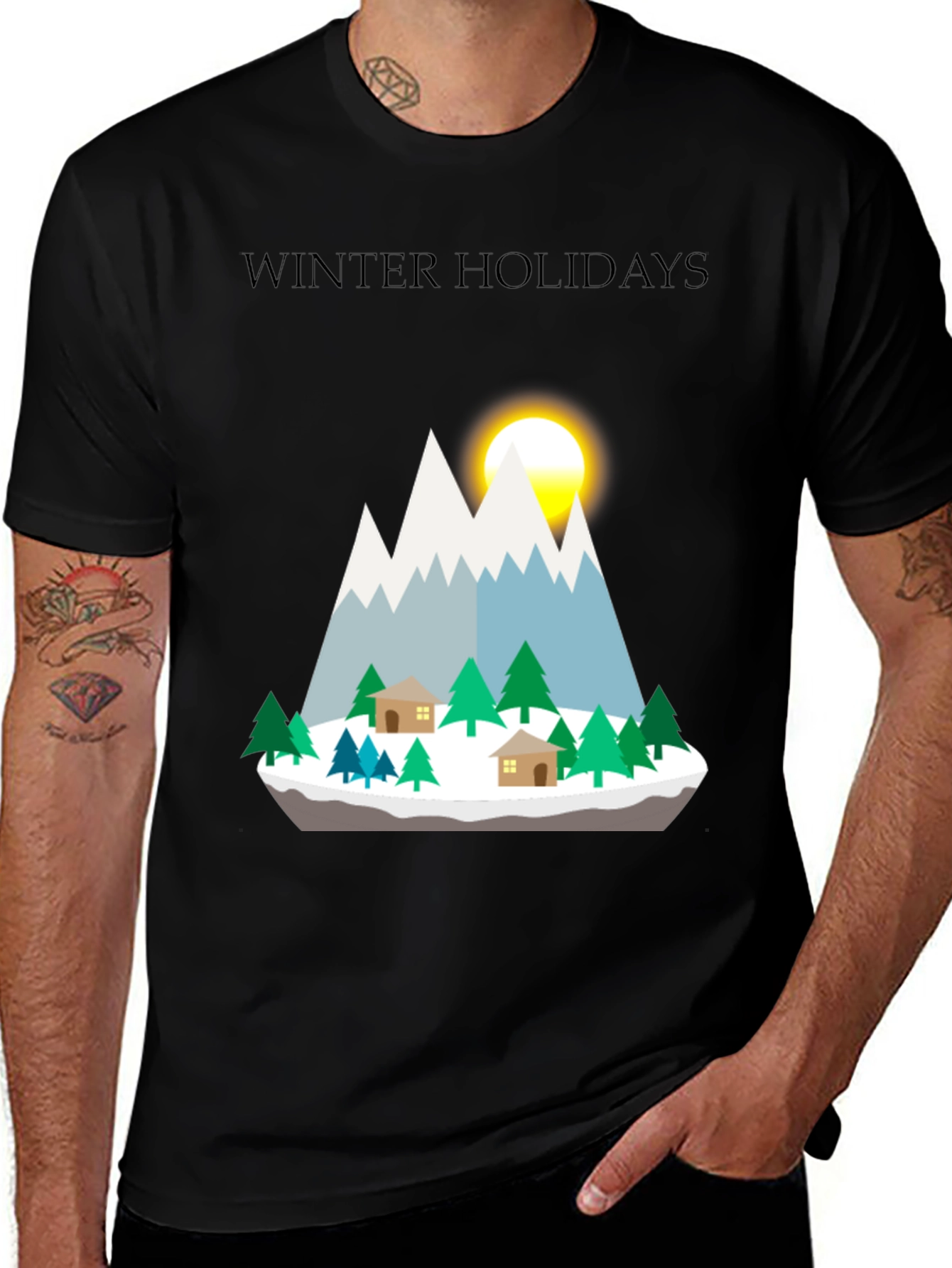 Variant 14 of Winter Holidays Mountain Scene Graphic Tee
