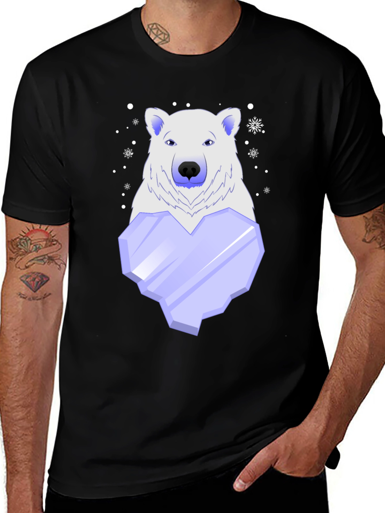 Variant 19 of Polar Bear Ice Heart Graphic Tee - Cool Winter Style