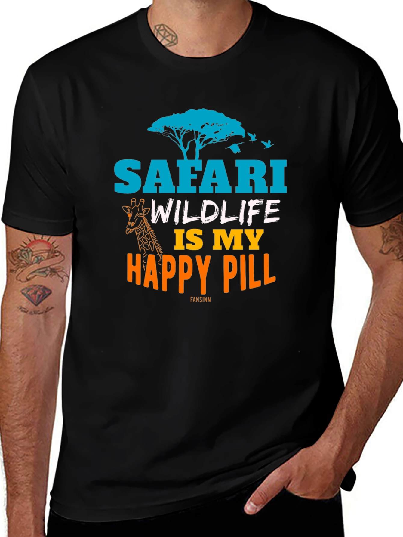 Variant 28 of Safari Wildlife Happy Pill Men's T-Shirt