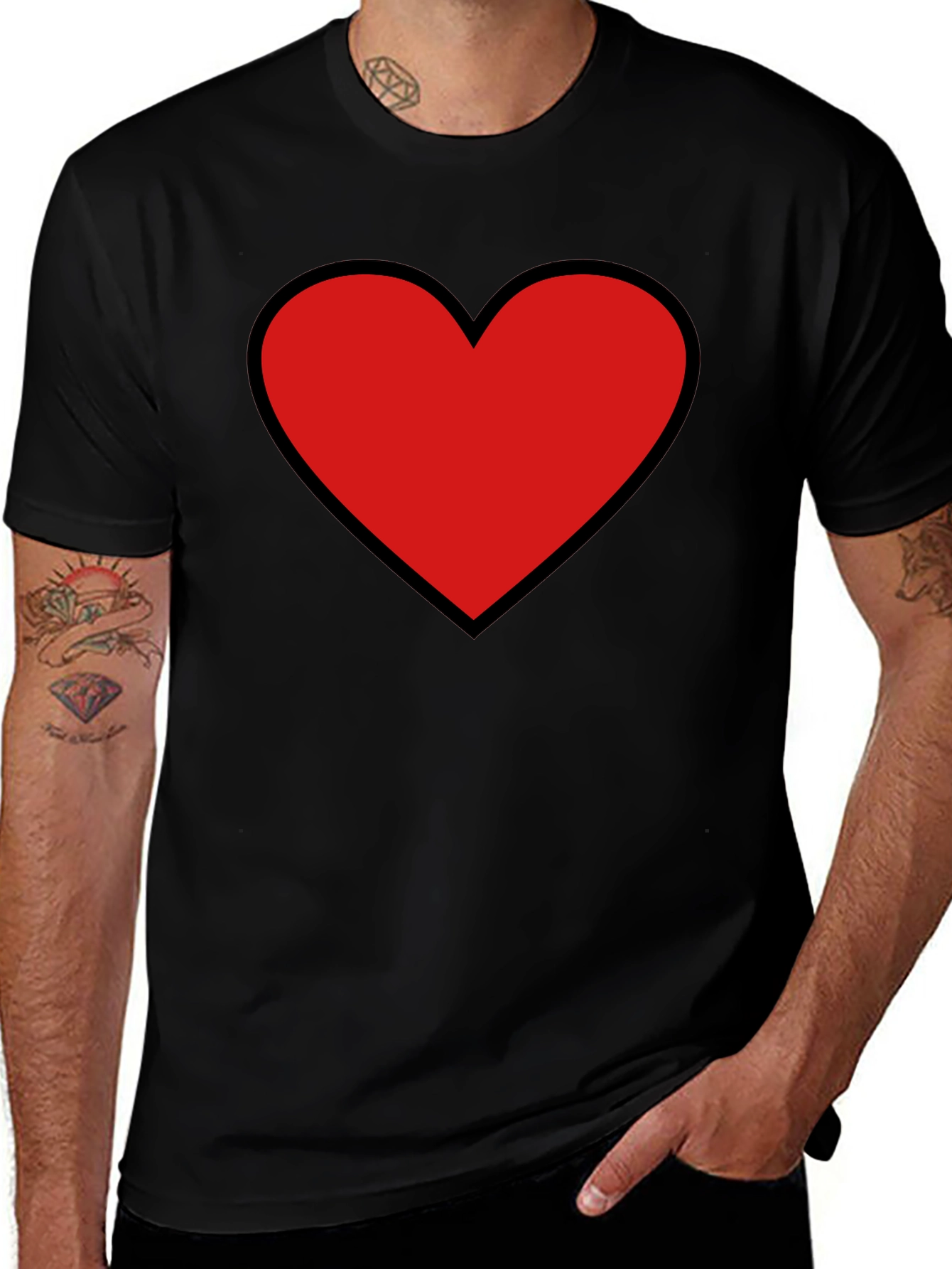 Variant 24 of Heart Graphic Black T-Shirt