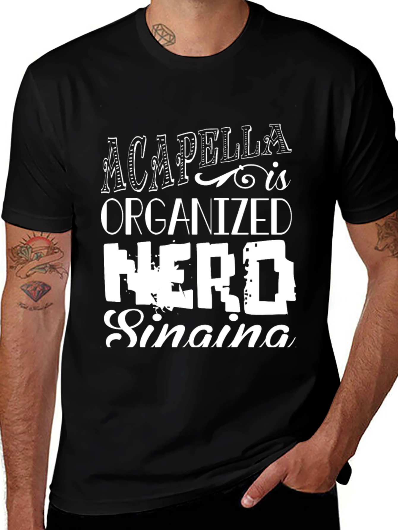 Variant 25 of Acapella Organized Nerd Singing Black T-Shirt