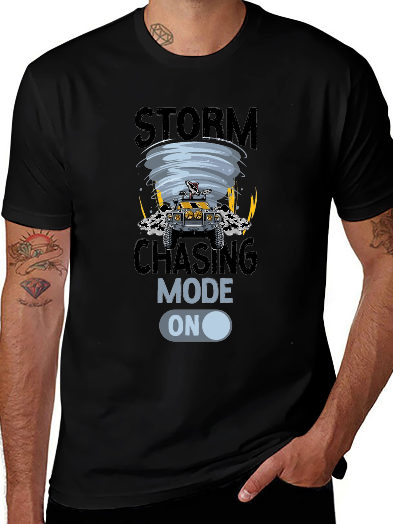 Variant 12 of Storm Chasing Mode On T-Shirt, Fun Weather Design