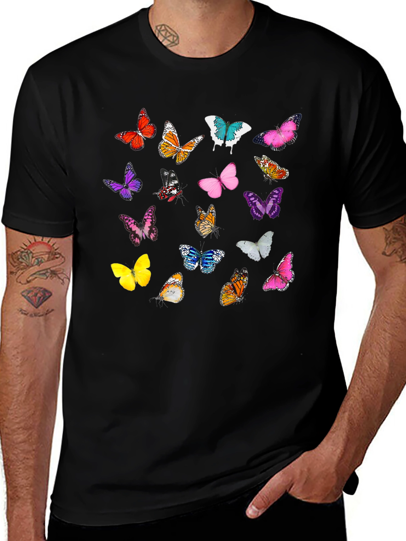 Variant 26 of Butterfly Graphic Print Black T-Shirt