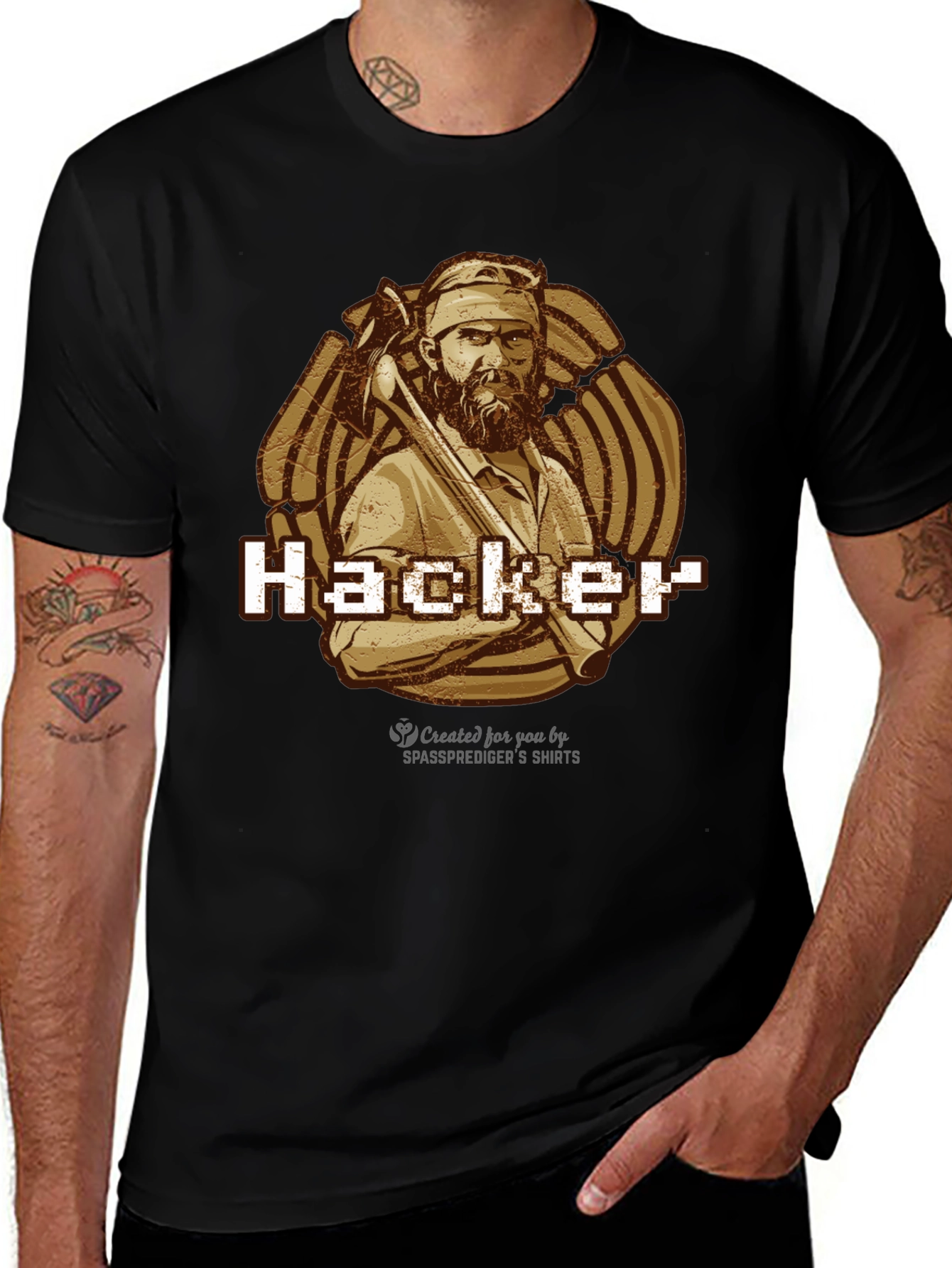 Hacker Lumberjack Graphic Tee - Novelty Design T-Shirt
