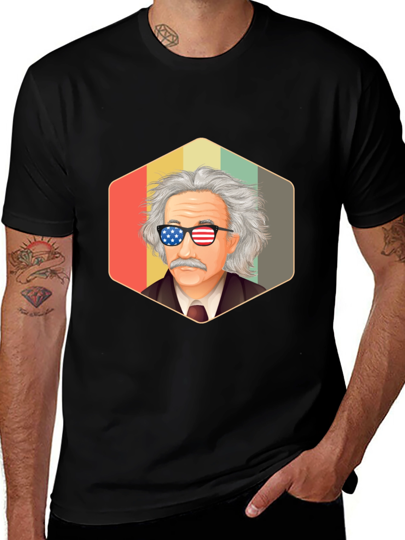 Einstein USA Flag Sunglasses Graphic Tee