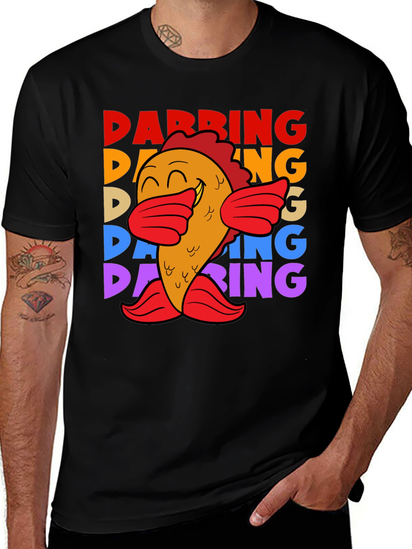Black Dabbing Fish Graphic Tee - Fun, Unique, Trendy main image