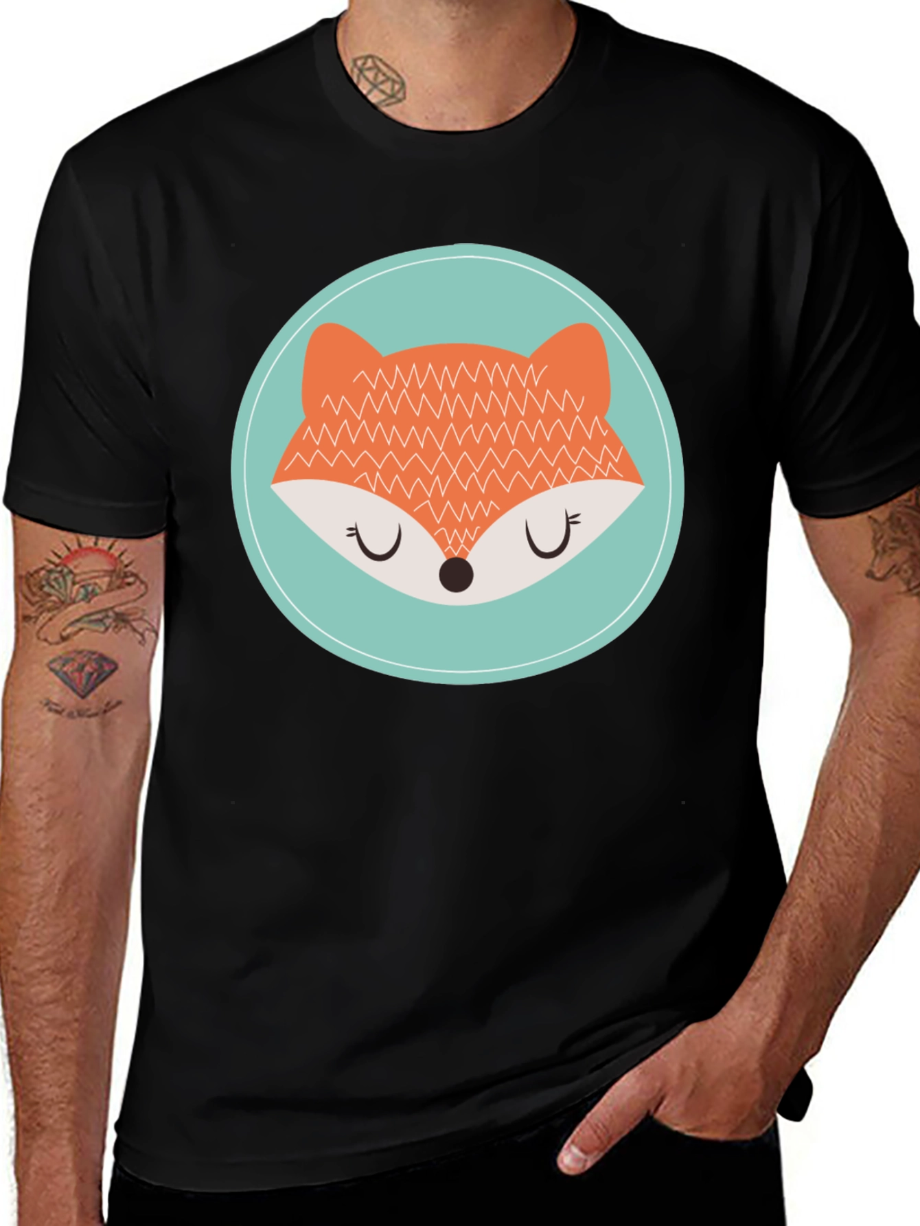 Variant 29 of Cute Fox Graphic Tee - Unisex Black T-Shirt