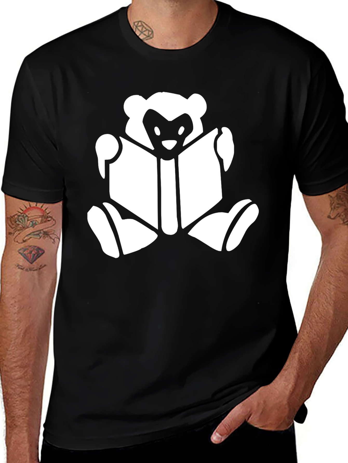Variant 24 of Book Reading Bear T-Shirt - Black