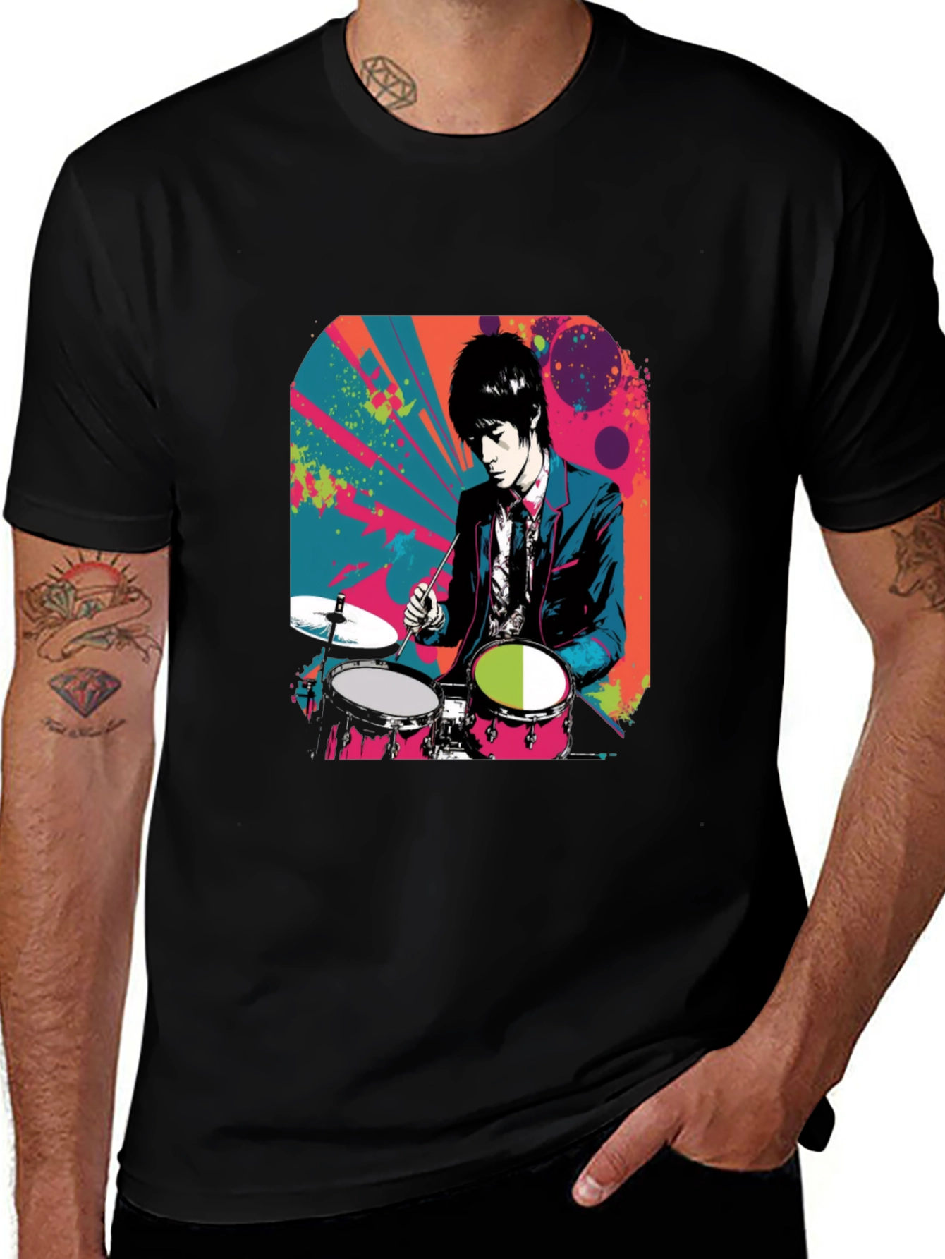 Variant 20 of Drummer Graphic T-Shirt - Music Inspired Design