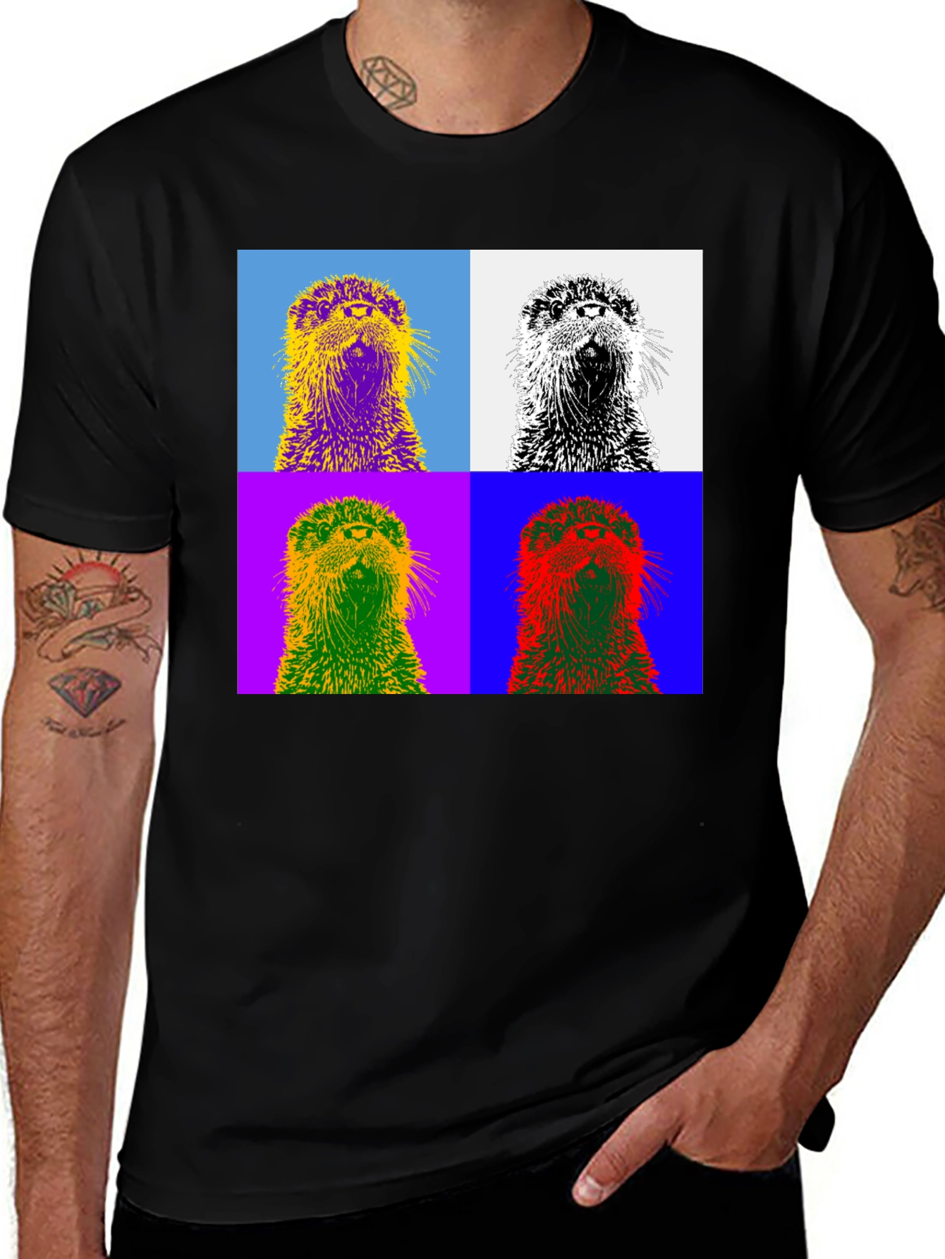 Variant 3 of Pop Art Otter T-Shirt - Stylish Graphic Tee