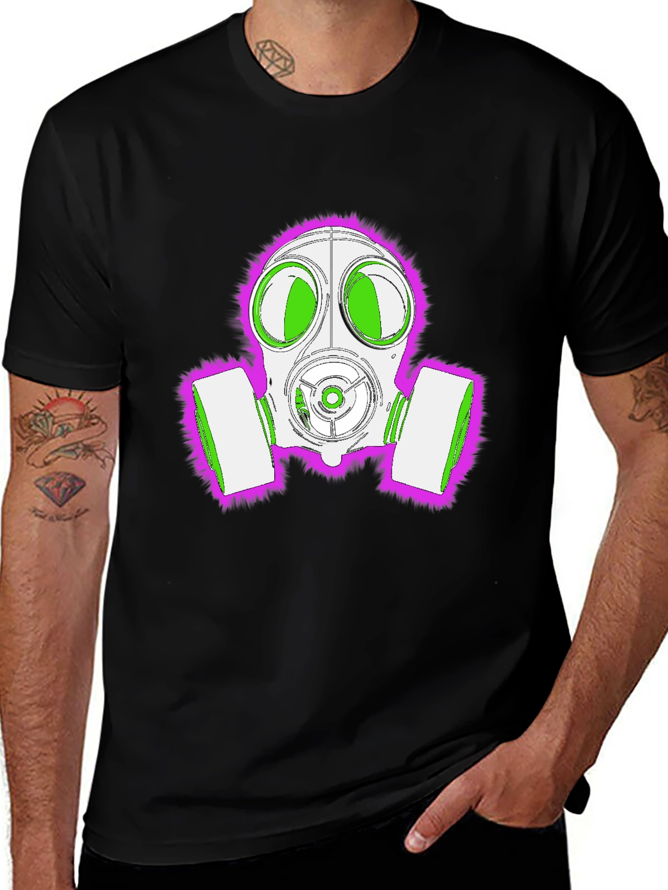 Variant 3 of Gas Mask Graphic Tee - Bold Neon Design