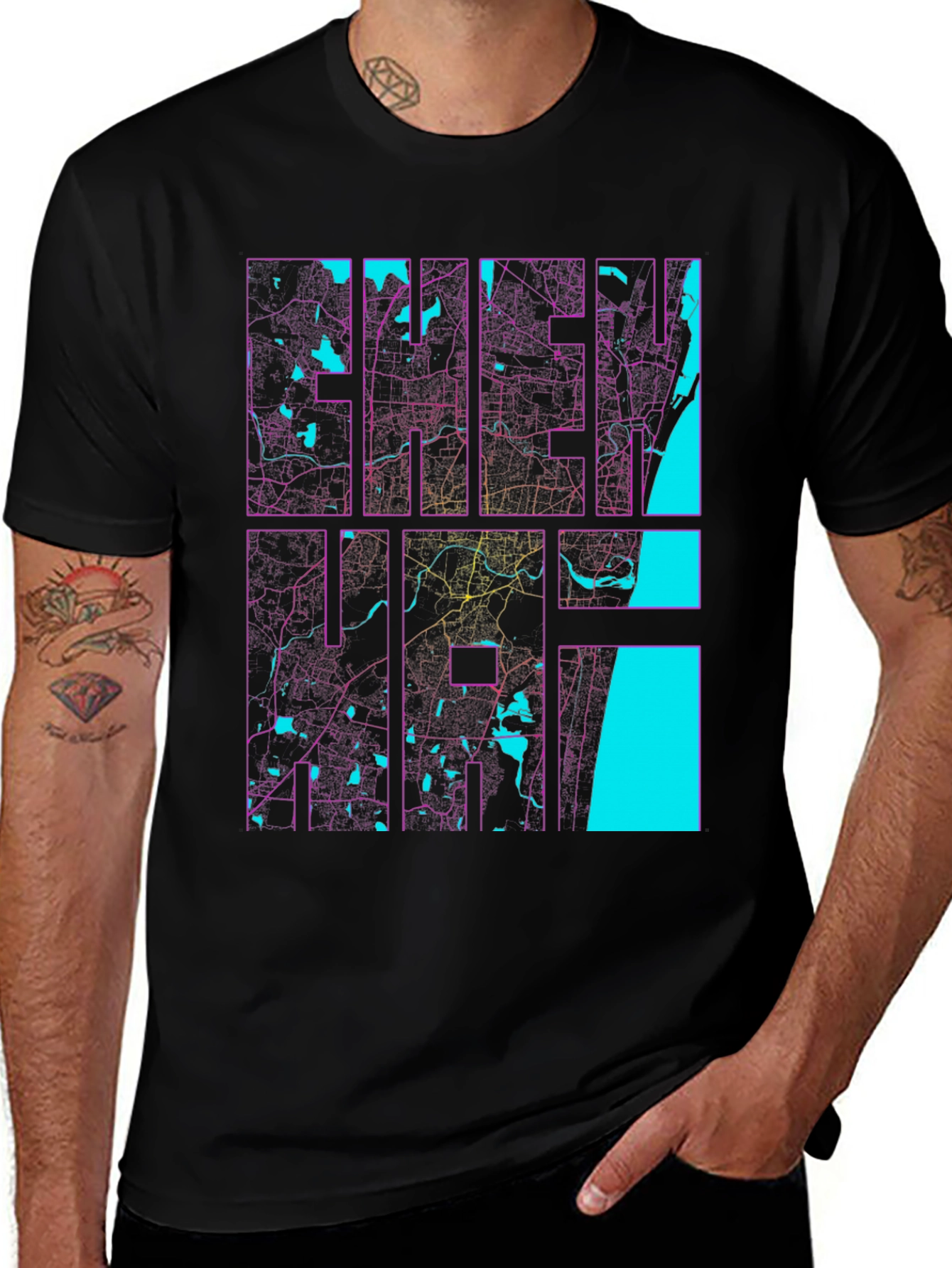 Variant 10 of Chennai Map T-Shirt - Vibrant Graphic Tee