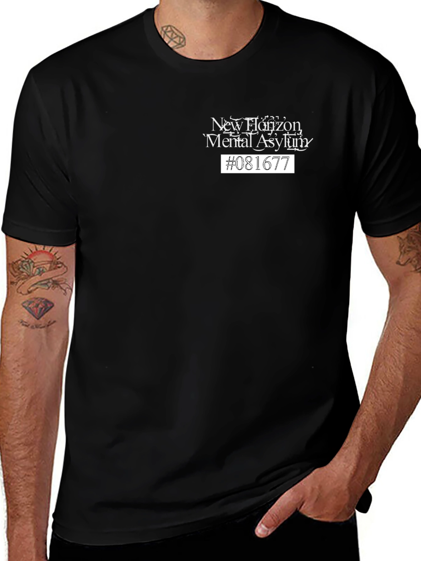 Variant 5 of New Horizon Mental Asylum Graphic Tee - Black