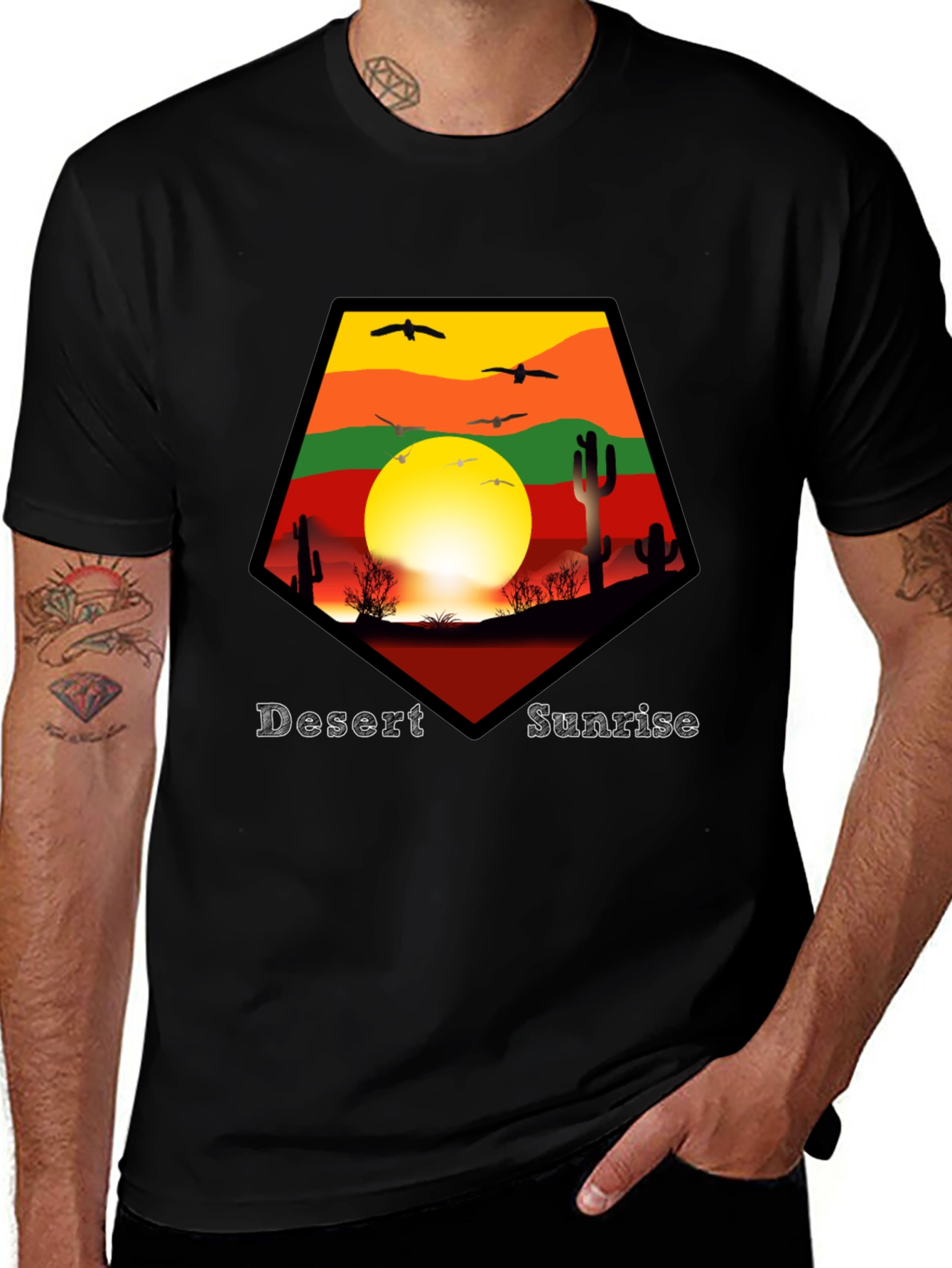 Variant 16 of Desert Sunrise Graphic Tee - Unisex Black T-Shirt