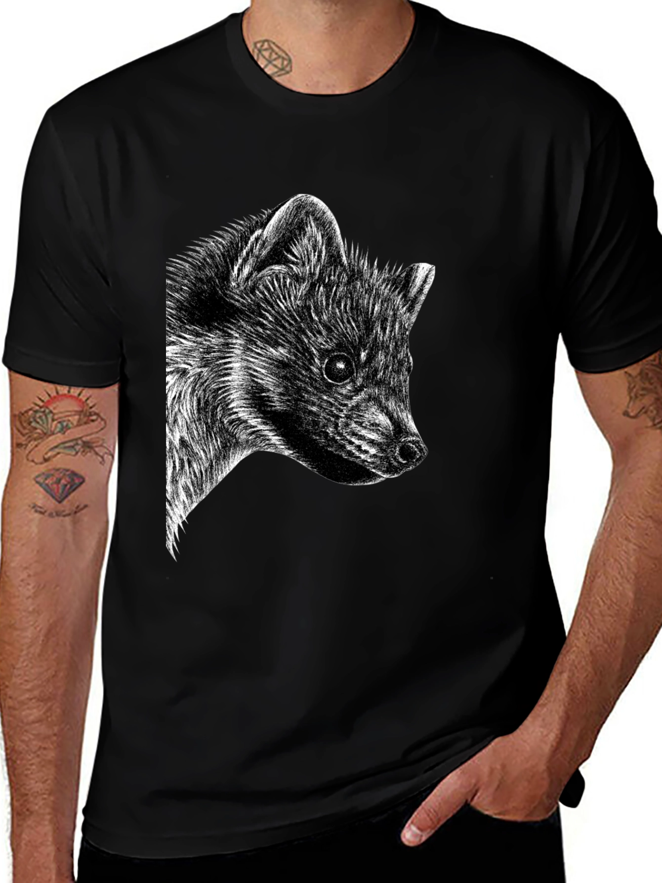 Variant 17 of Unique Fox Graphic Black T-Shirt
