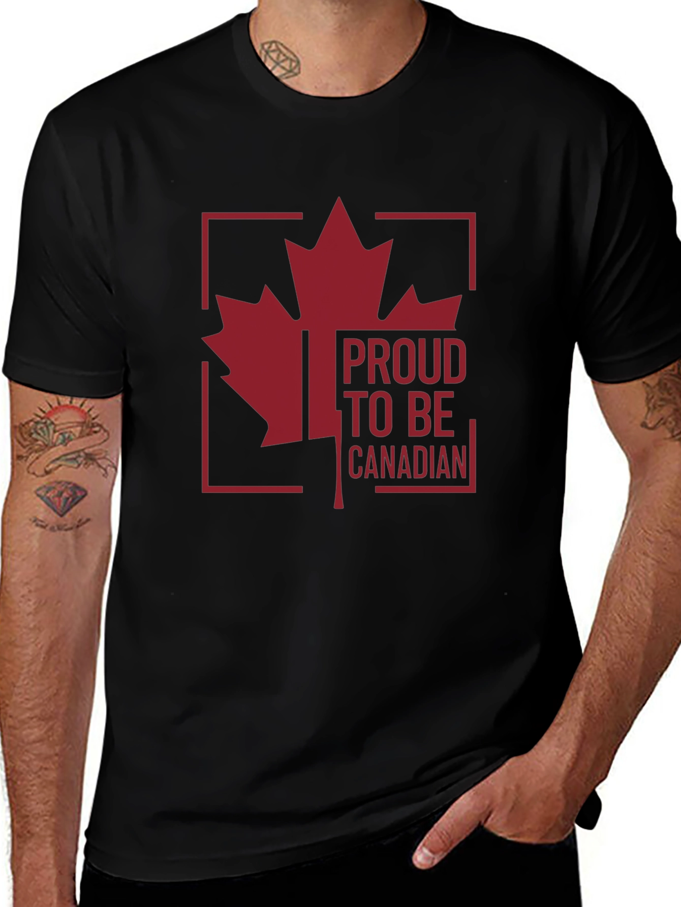 Proud to be Canadian Graphic Tee - Maple Leaf Design