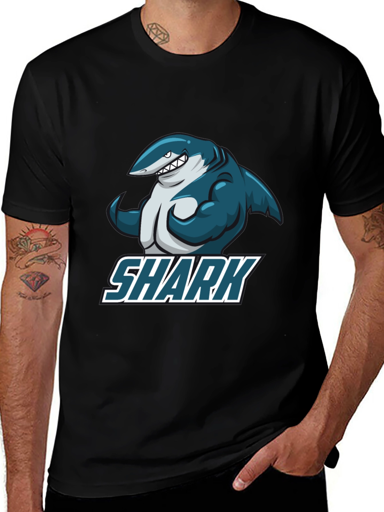Variant 9 of Shark Graphic Tee - Black Cotton Comfort