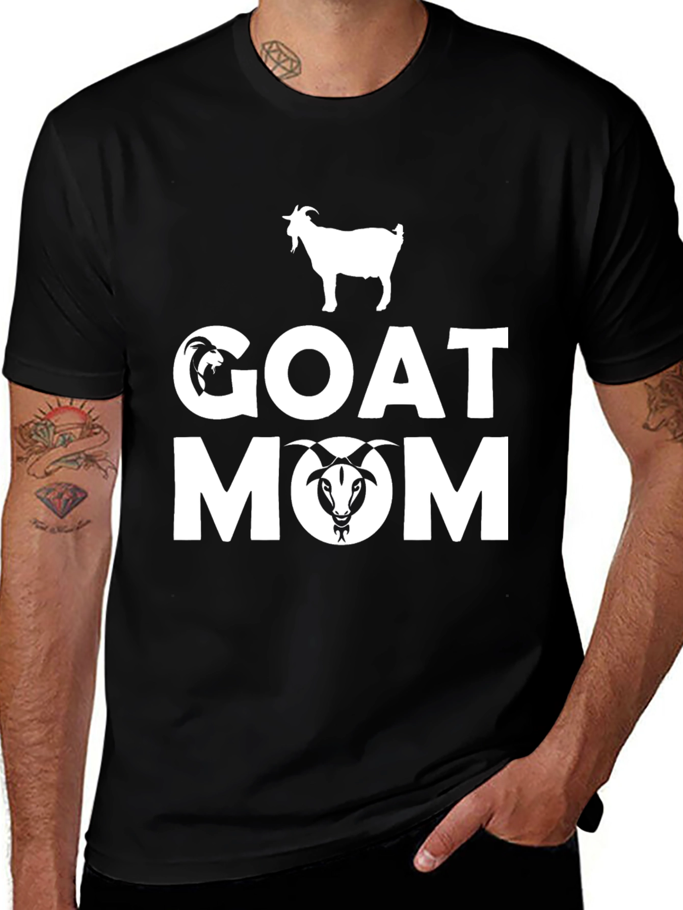 Variant 24 of Goat Mom Black T-Shirt - Novelty Graphic Tee