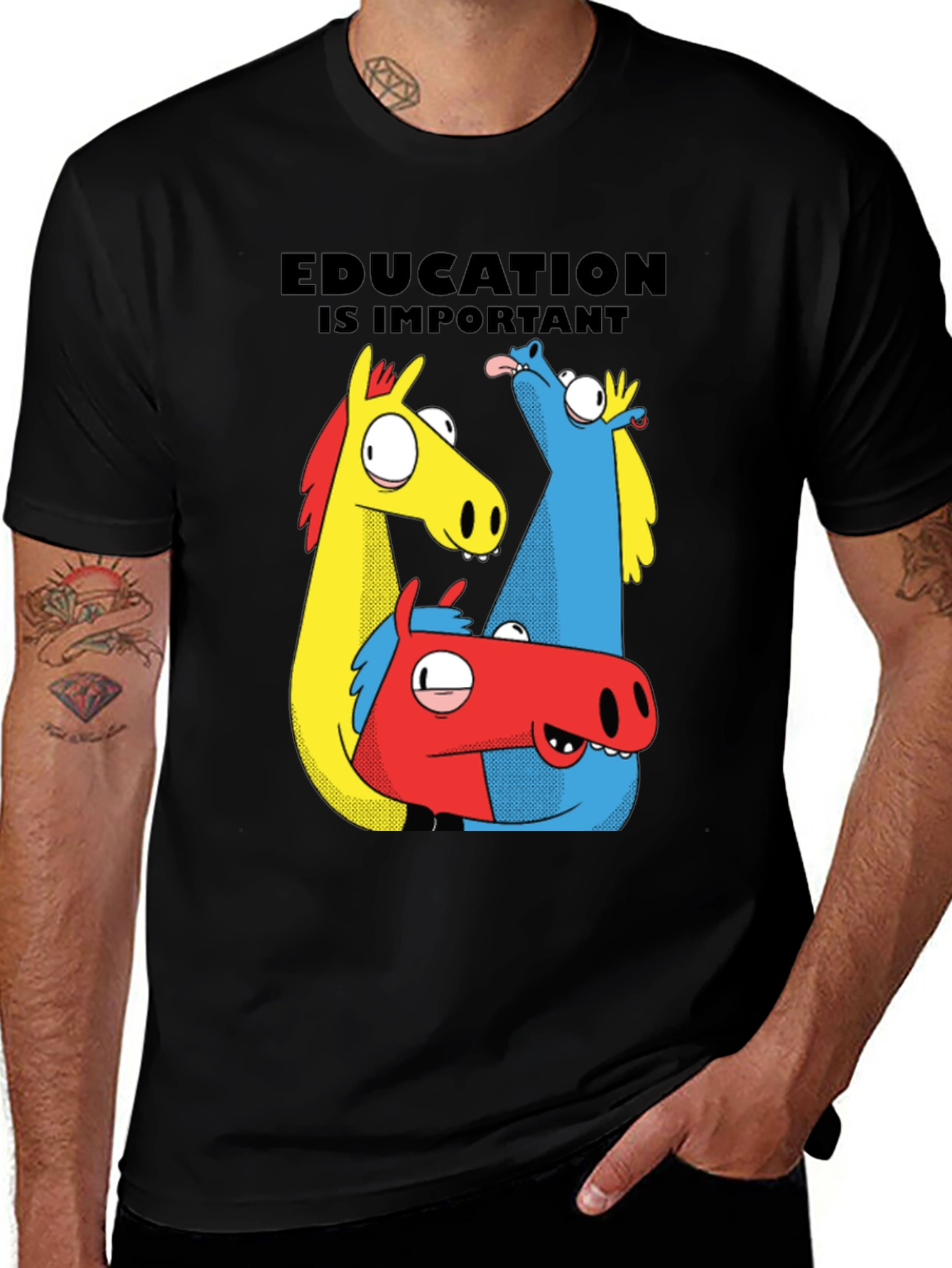Variant 13 of Education is Important T-Shirt - Funny Horse Design