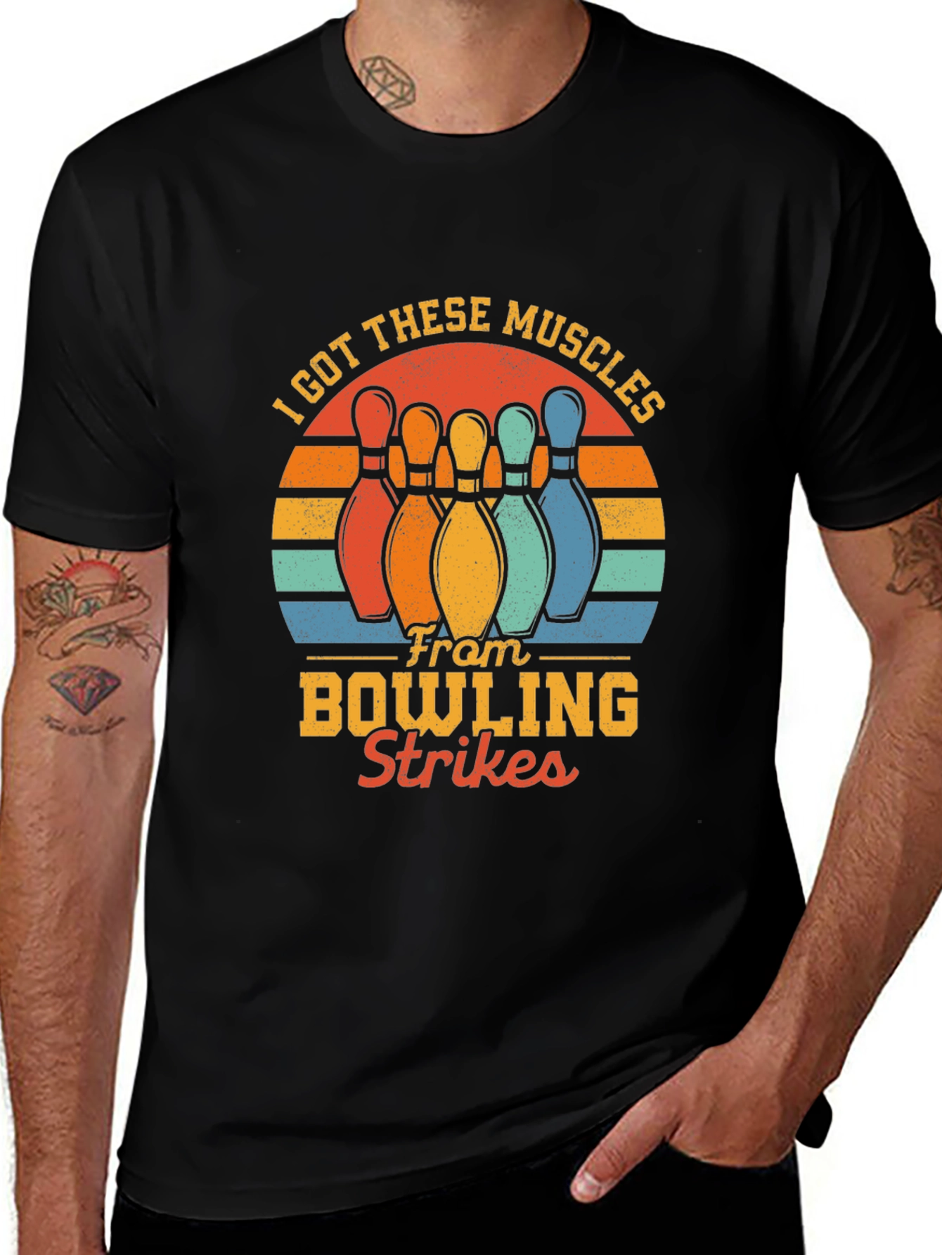 Variant 14 of Bowling Strikes T-Shirt - I Got These Muscles