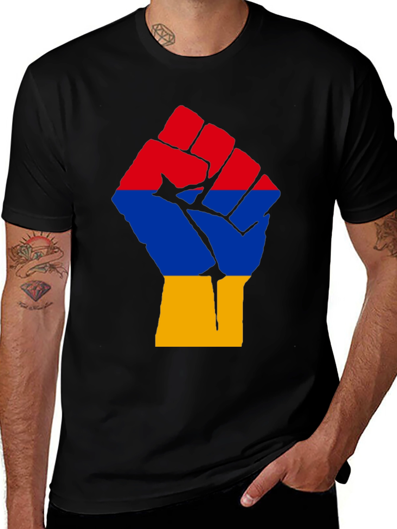 Armenian Flag Fist T-Shirt - Support Armenia