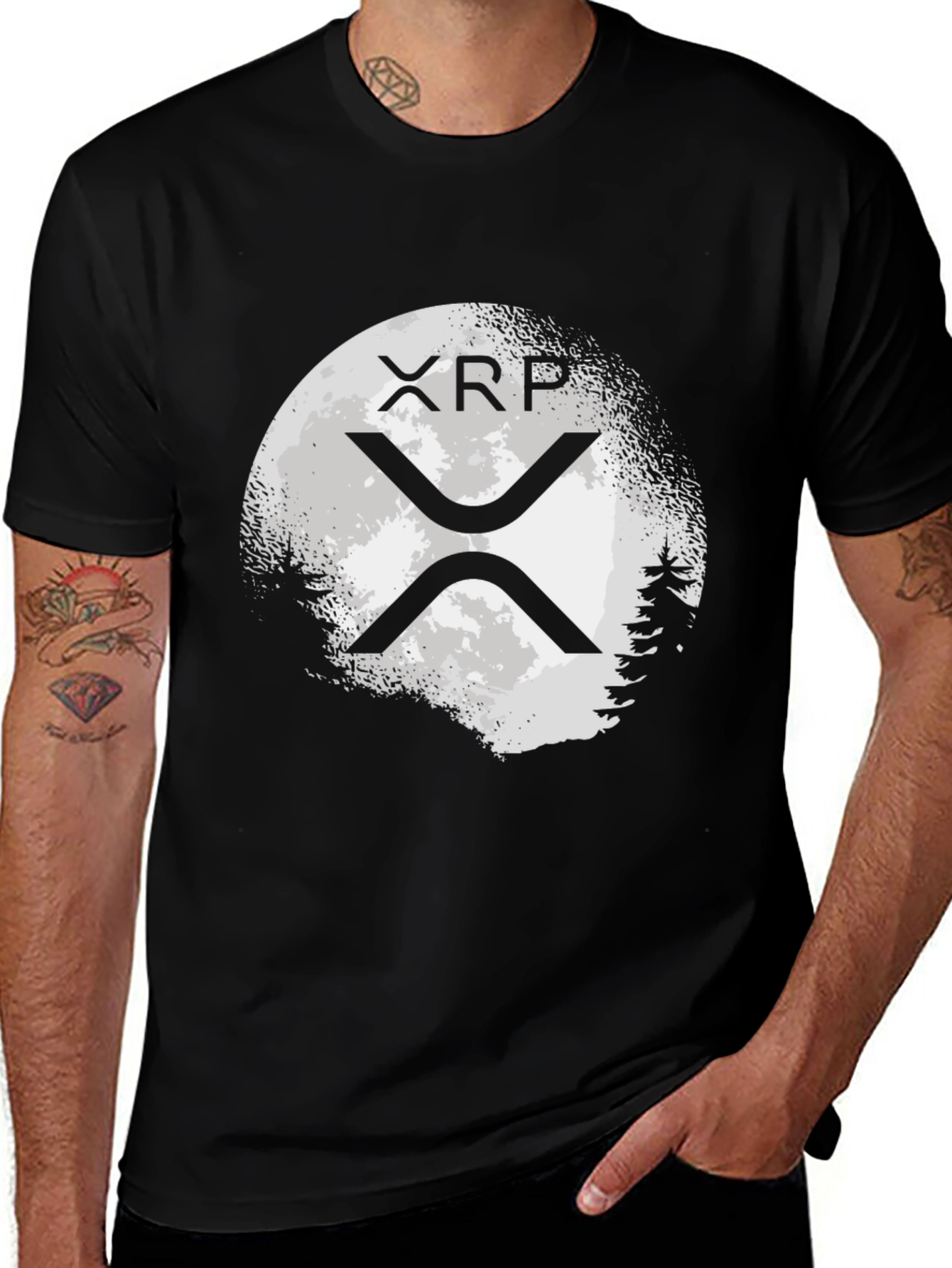 Variant 23 of XRP Crypto Moon Black T-Shirt