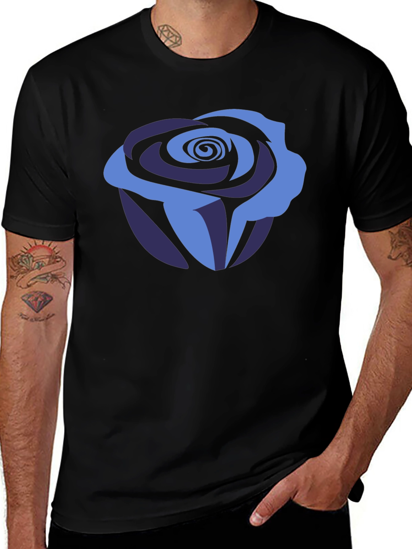 Variant 11 of Blue Rose Graphic Tee - Stylish Men's T-Shirt