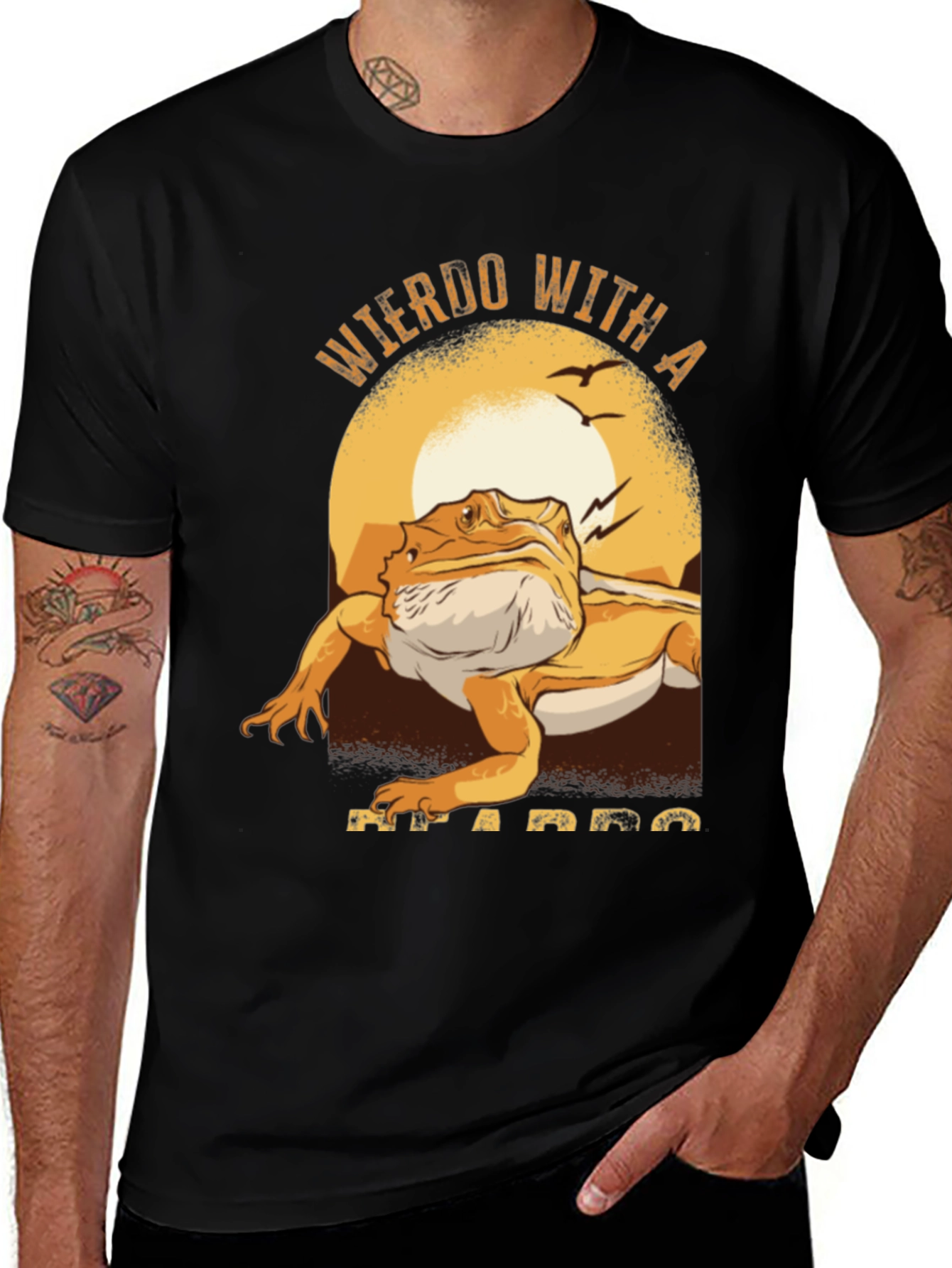 Variant 4 of Weirdo with a Beardo T-Shirt, Funny Lizard Tee
